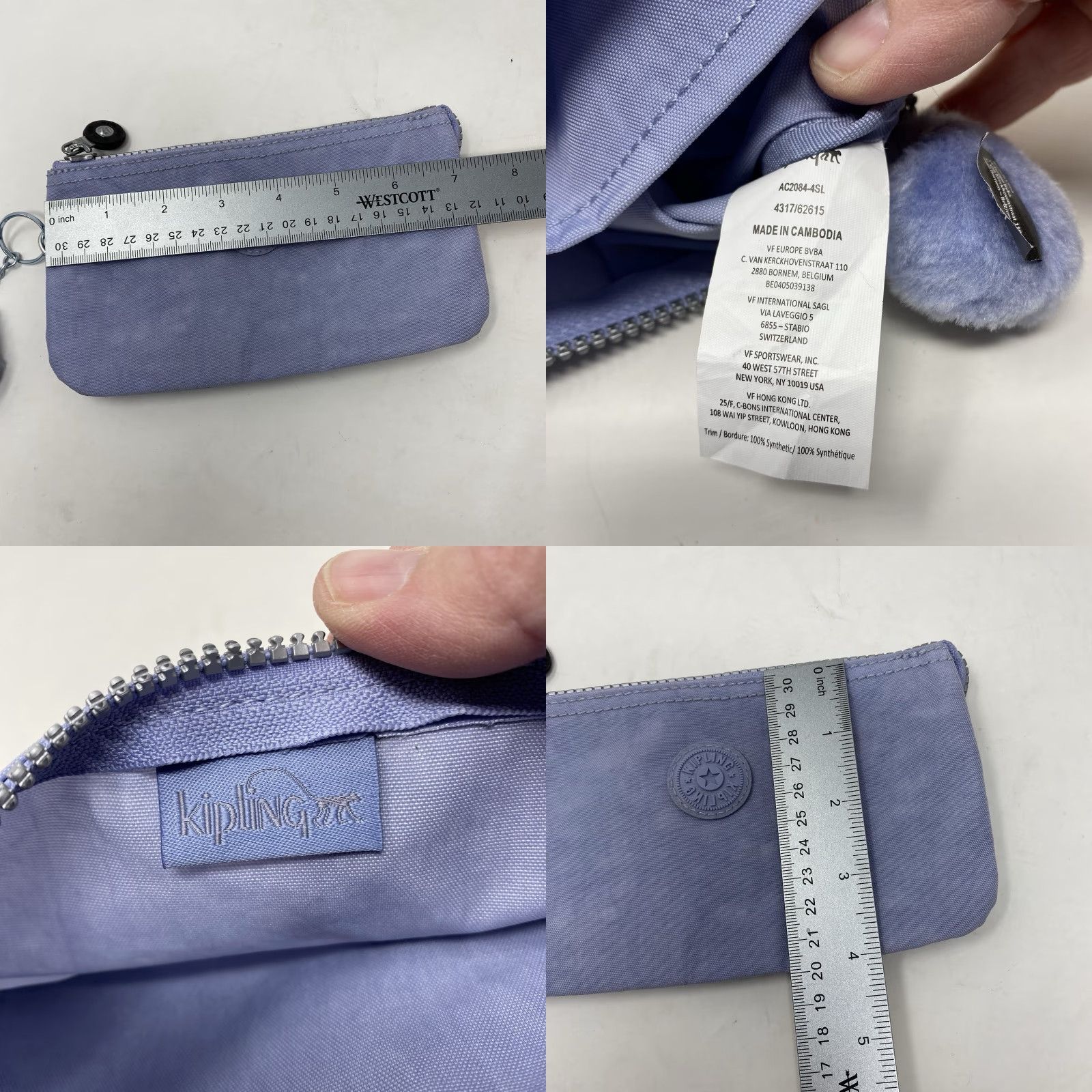 Vintage KIPLING Clutch Wallet Nylon Zip Top Organizer Blue Lillie Keychain 90s Womens S Blue Size S / US 4 / IT 40 - 8 Thumbnail