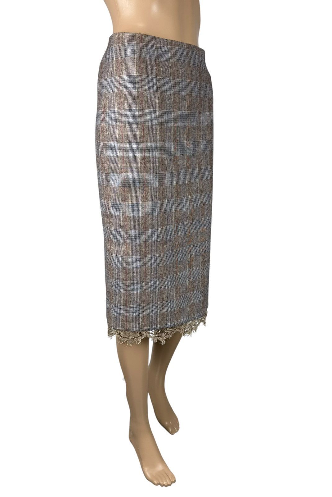 Blumarine Blumarine Plaid Long Skirt Wool with Lace size IT40 Size 27" / US 4 / IT 40 - 2 Thumbnail