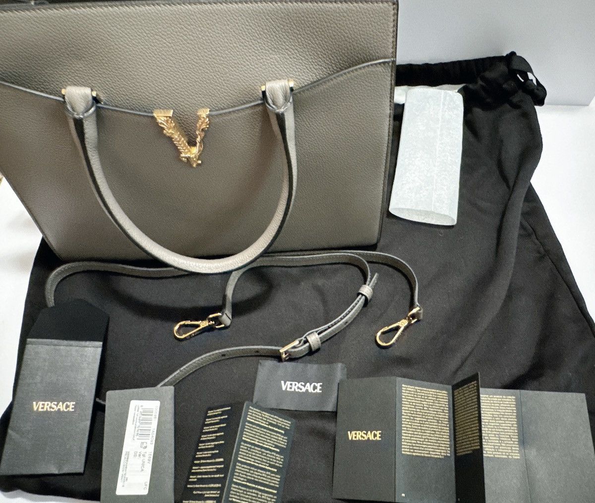 Versace Versace Virtus Top Handle Bag Taupe Grey BNWT Size ONE SIZE - 3 Thumbnail
