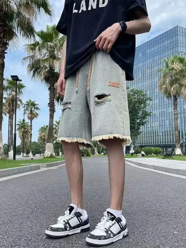 Japanese Brand Retro fringed ripped denim shorts Size US 32 / EU 48 - 4 Thumbnail