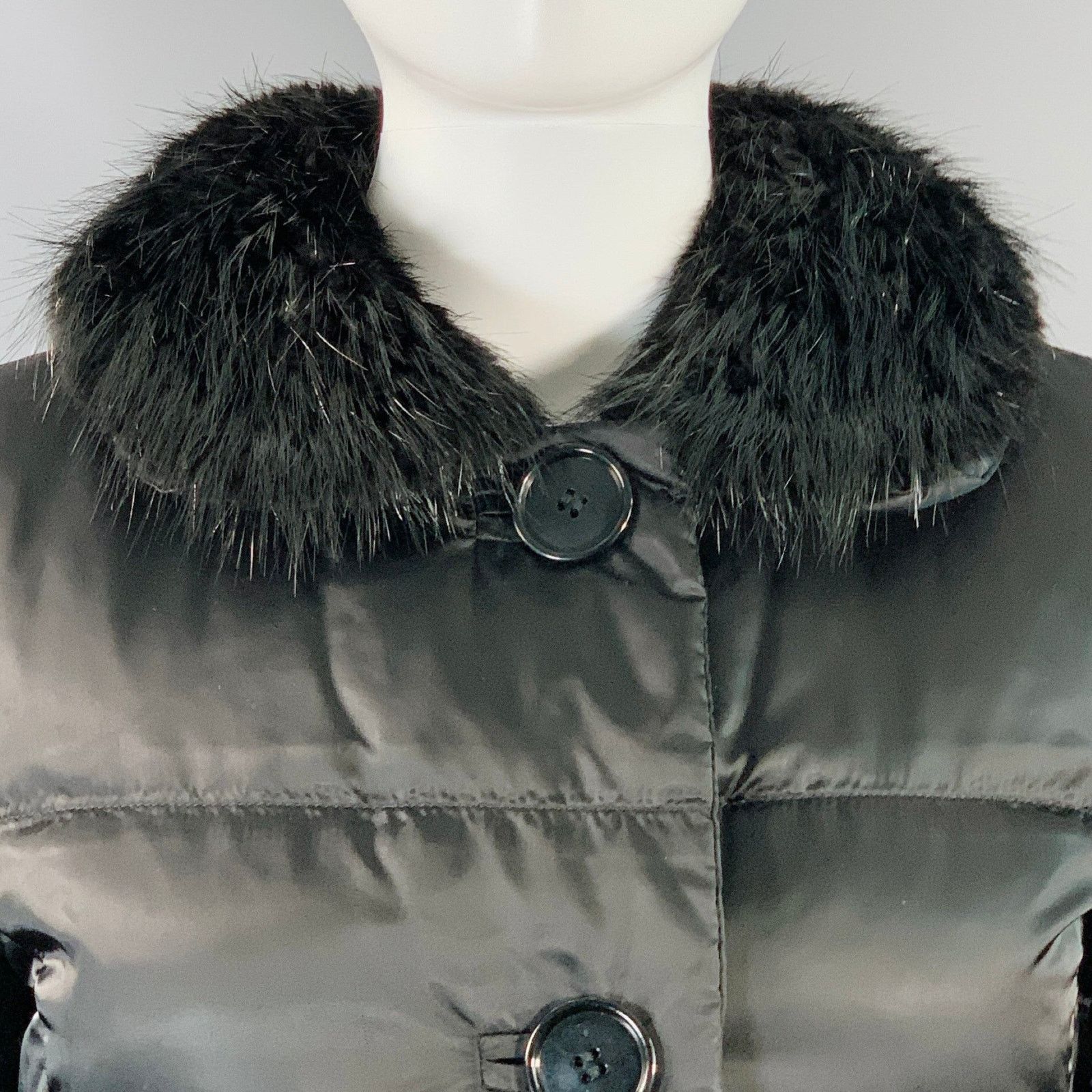 Prada PRADA Size 6 Polyamide Quilted Fur Collar Button Down Coat Size M / US 6-8 / IT 42-44 - 2 Thumbnail