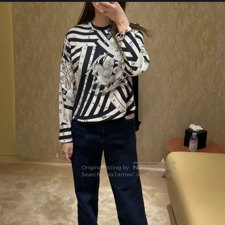 Hermes Hermes Star Chart Series Black and White Printed Top Size XS / US 0-2 / IT 36-38 - 6 Thumbnail