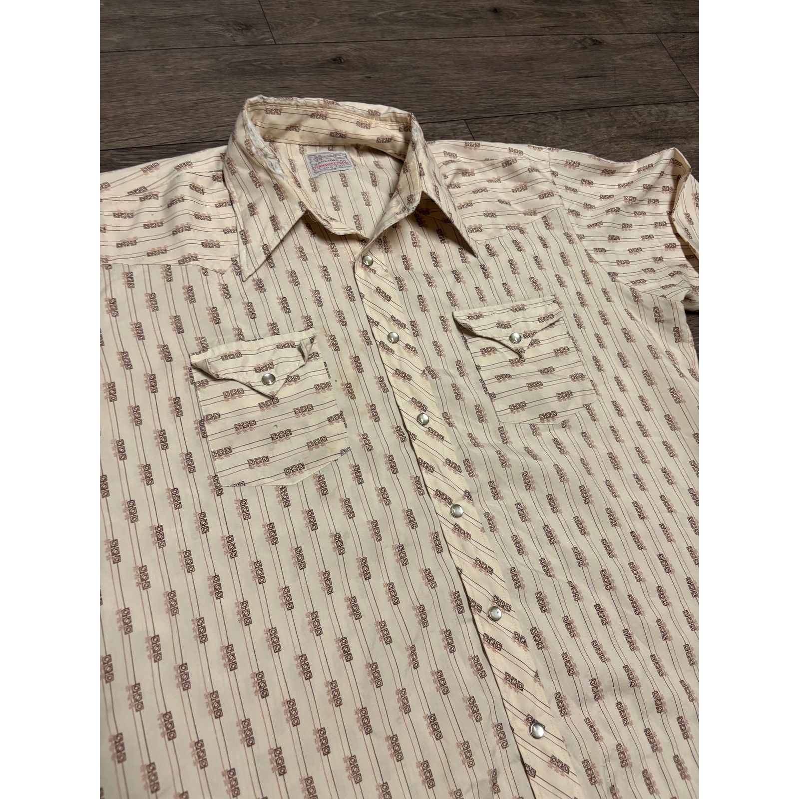 Vintage Vintage H Bar C Western Pearl Button Shirt Sz XL 50s Tan Size US XL / EU 56 / 4 - 2 Thumbnail