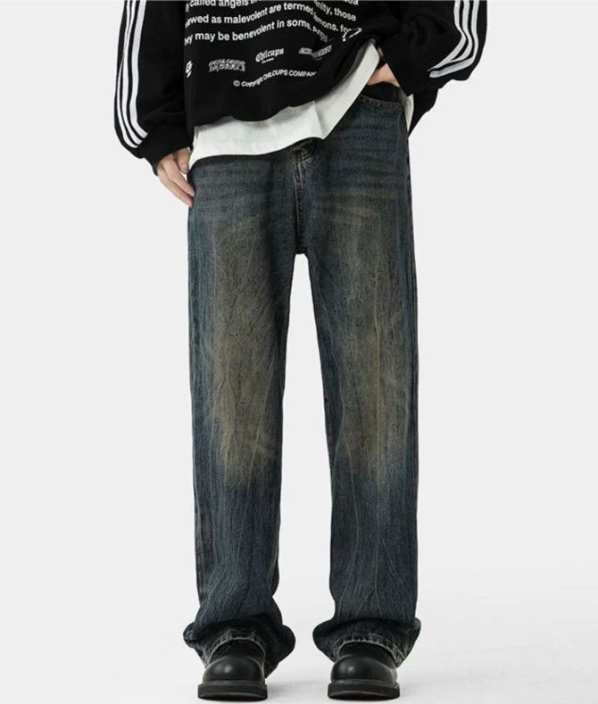 Japanese Brand American men's street loose wide-leg washed retro jeans Size US 32 / EU 48 - 1 Thumbnail