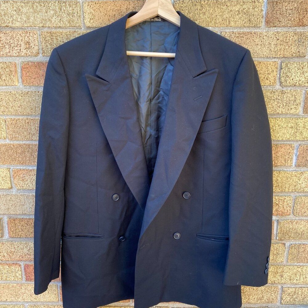 Valentino × Vintage Vintage 90s Valentino Pure Virgin Wool Jacket Black Size US M / EU 48-50 / 2 - 3 Thumbnail