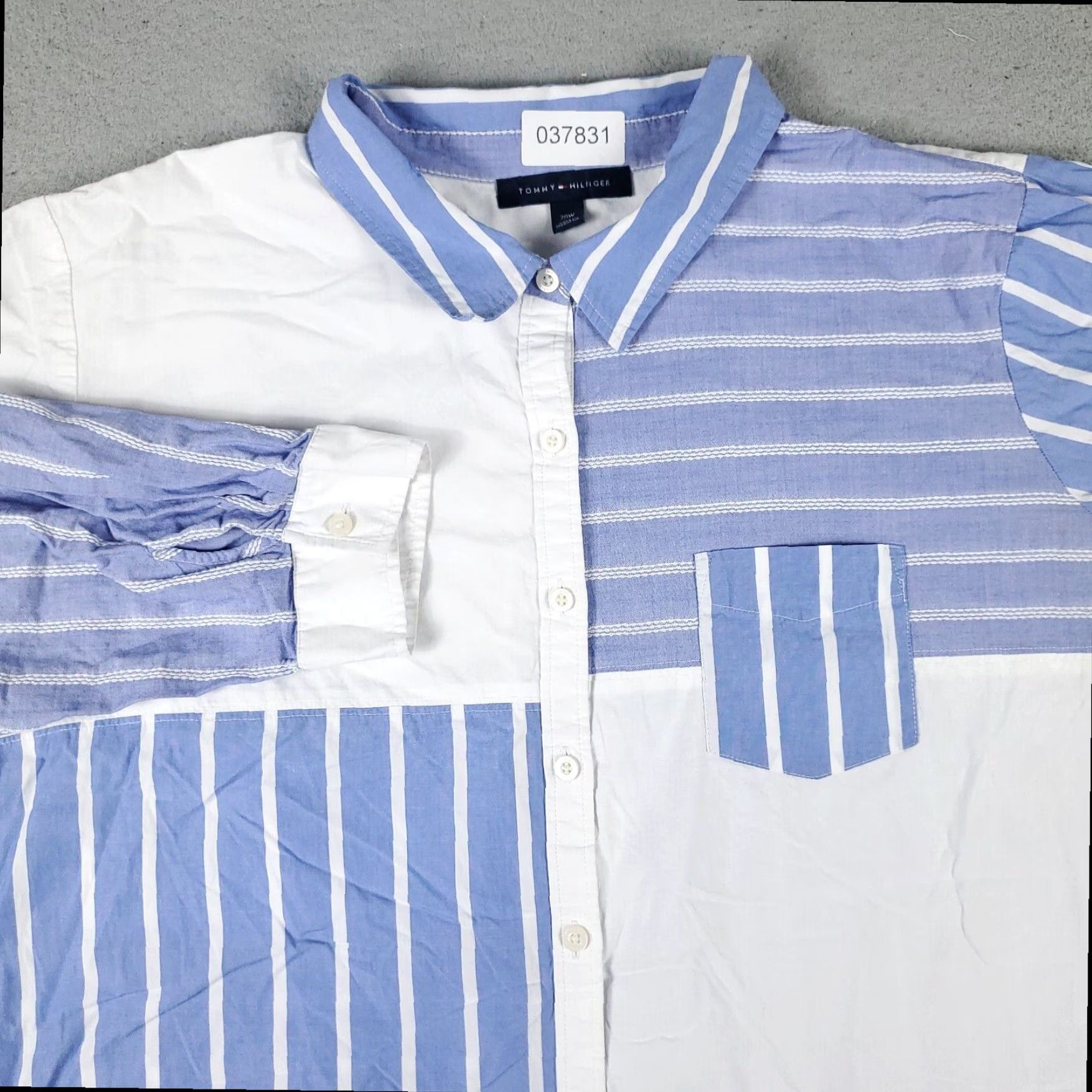 Tommy Hilfiger Tommy Hilfiger Women's Long Sleeve Shirt Dress Blue Striped Plus Size 20W Cotton Size 3XL / US 20-22 - 2 Thumbnail