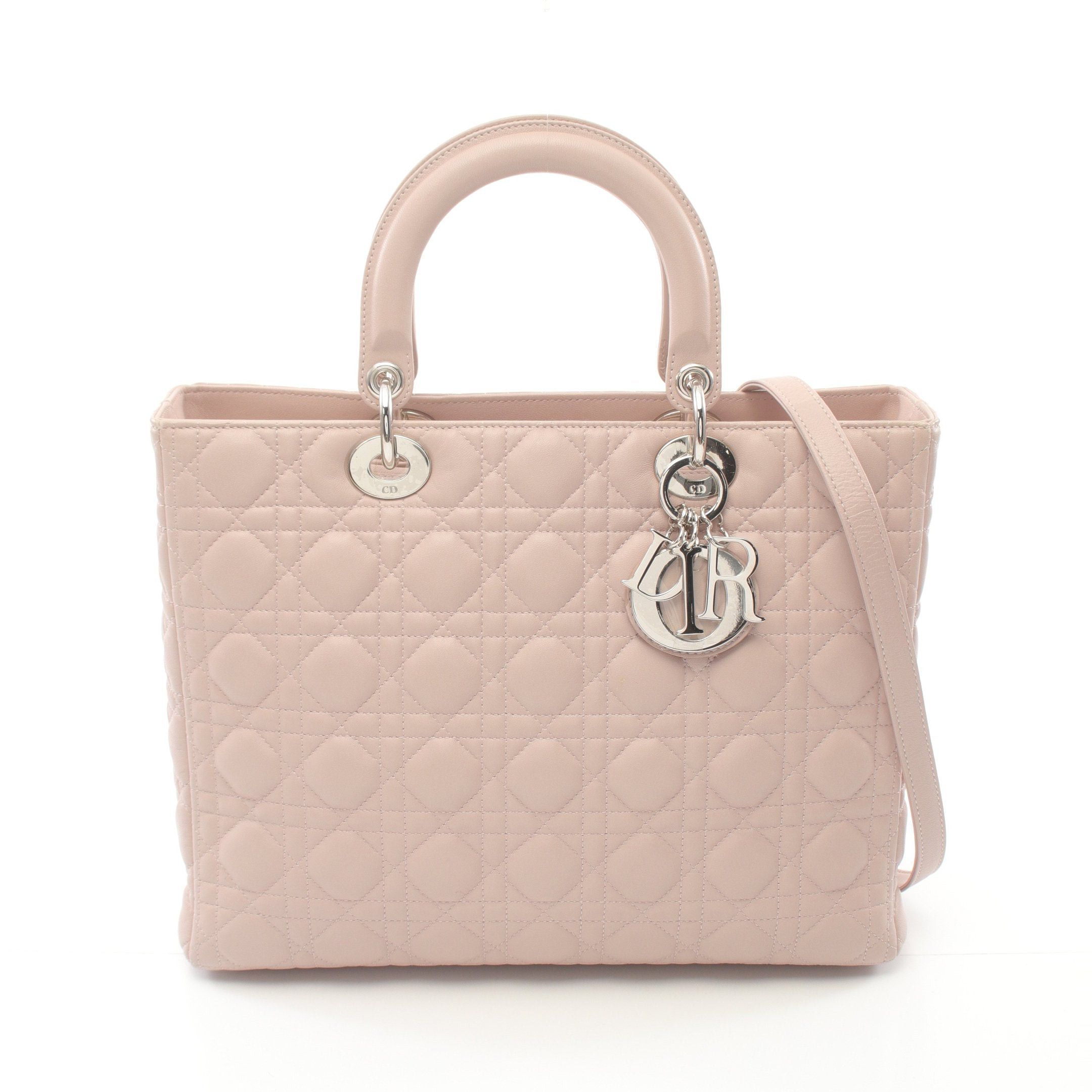 Dior Dior Lady Dior Canage Handbag Leather Pink Size ONE SIZE - 1 Thumbnail