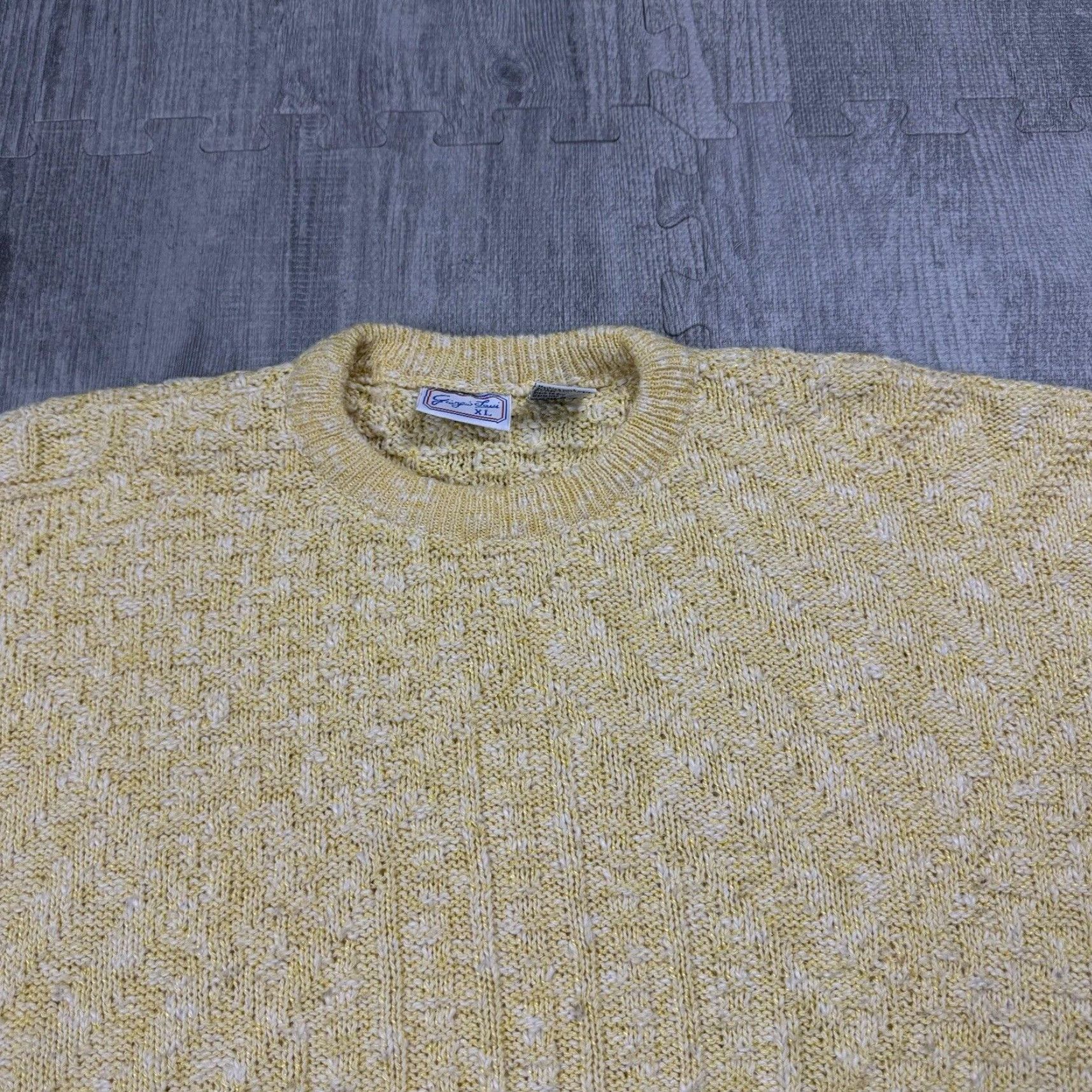Vintage VINTAGE 90s GIORGIO JAVI Italian Made Cotton Wool Pullover Sweater XL Unisex Classic Crewneck Geometric Yellow Size XL / US 12-14 / IT 48-50 - 2 Thumbnail