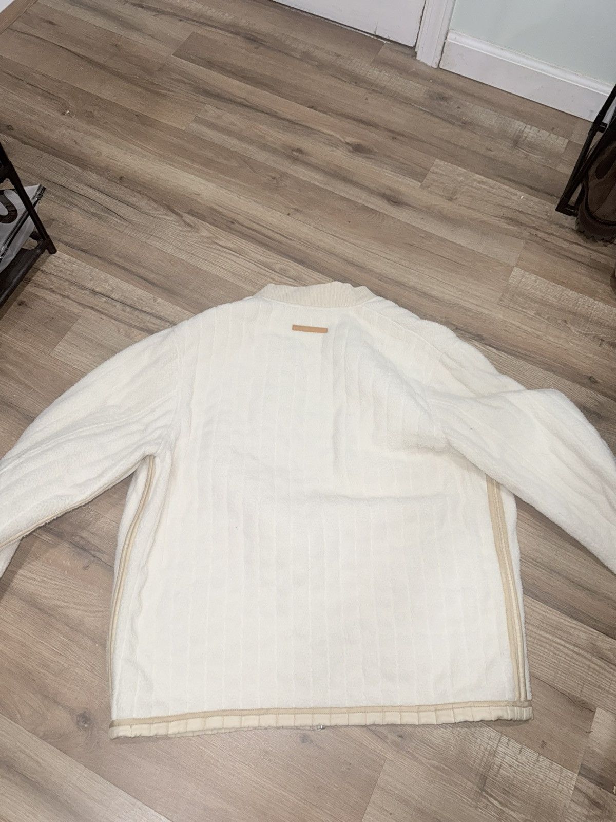 Helmut Lang Liner Bomber Jacket in Nubby Fleece in Cream Size US XL / EU 56 / 4 - 2 Thumbnail