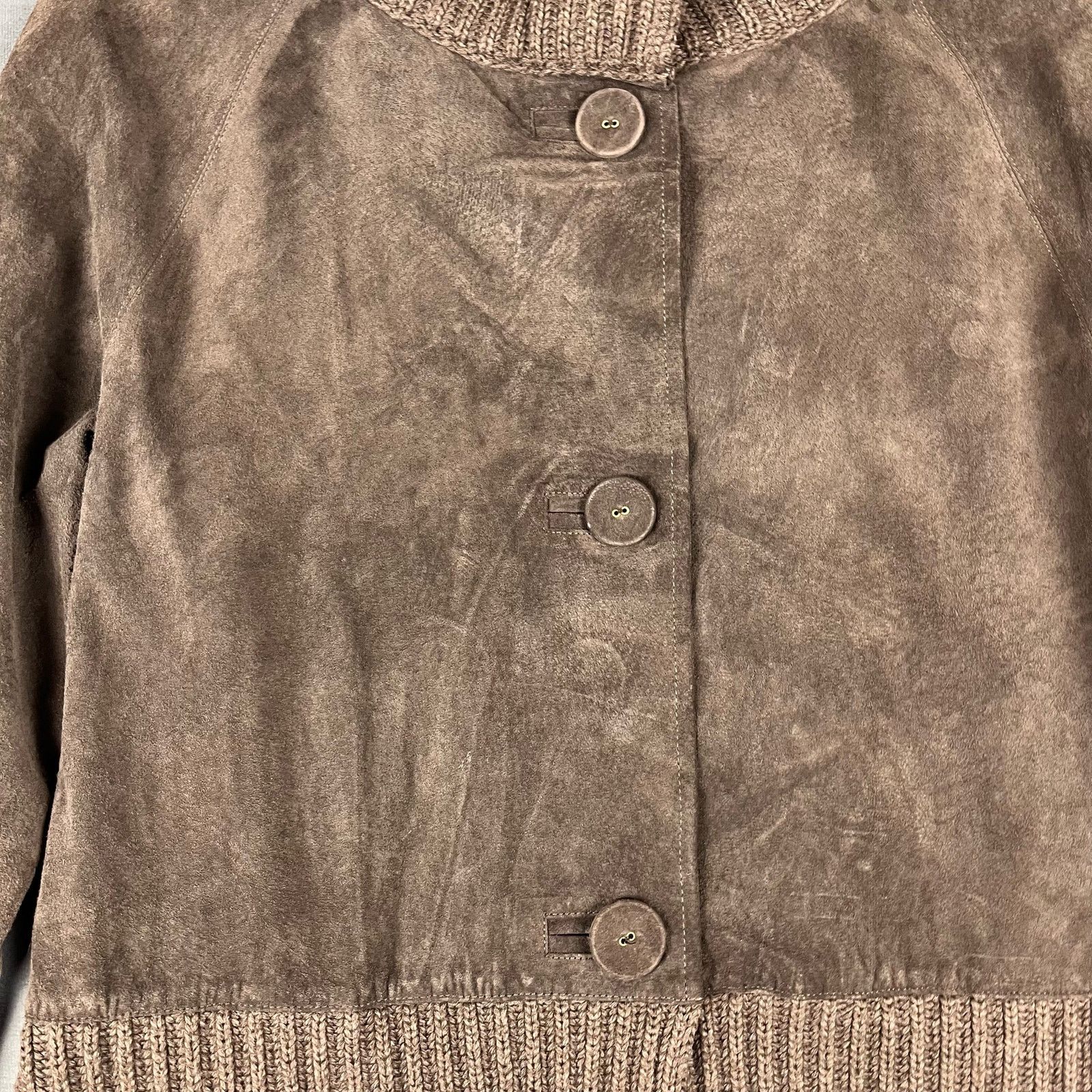Juicy Couture Juicy Couture Chunky Knit Leather Sweater Jacket Y2K N-04 Size M / US 6-8 / IT 42-44 - 3 Thumbnail