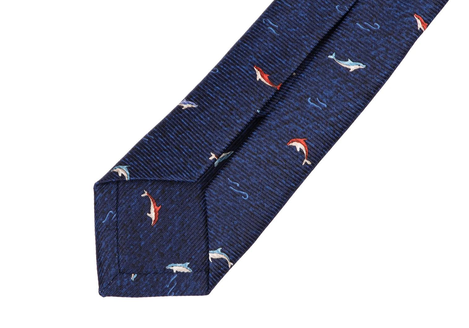 Bvlgari Dolphin Pattern Silk Tie in Blue, Navy, and Red Size ONE SIZE - 8 Thumbnail