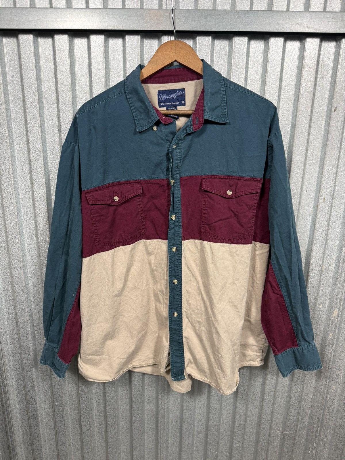 Wrangler Vintage Wrangler 3 Tone Western Button Up Cowboy Shirt Size US XL / EU 56 / 4 - 5 Thumbnail