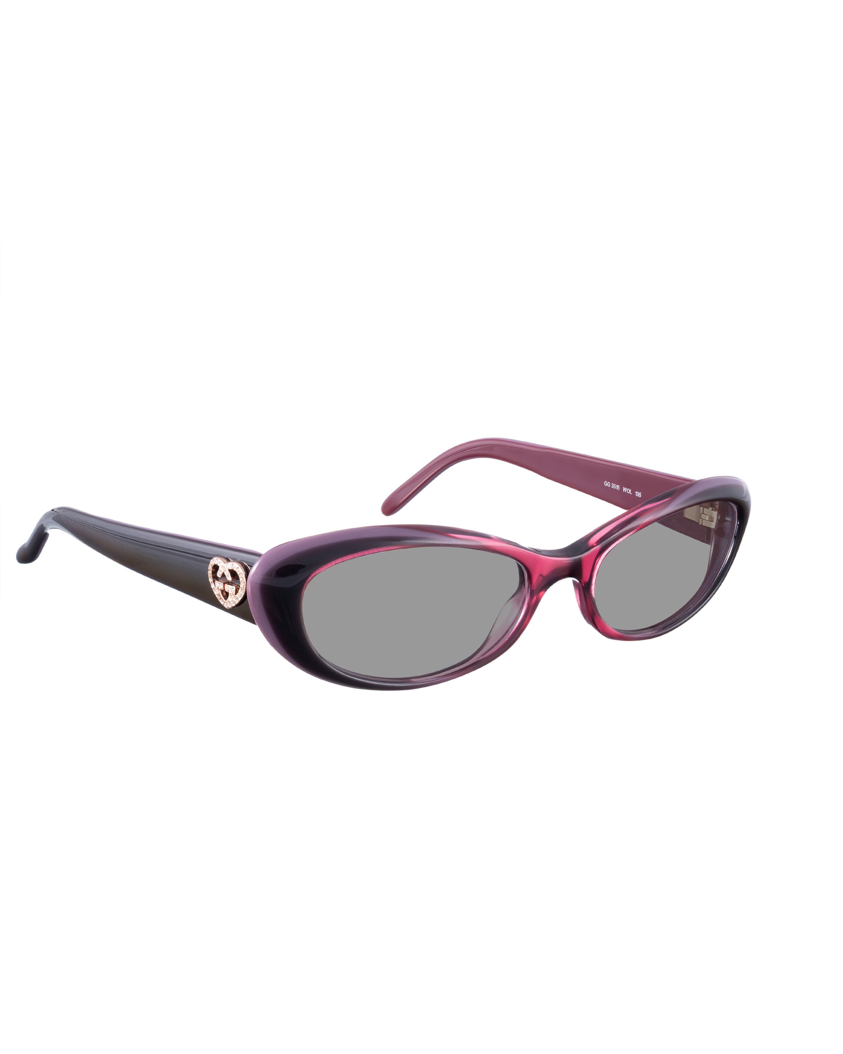 Gucci Gucci 00s Burgundy Violet Cat Eye Sunglasses With Heart Size ONE SIZE - 1 Thumbnail
