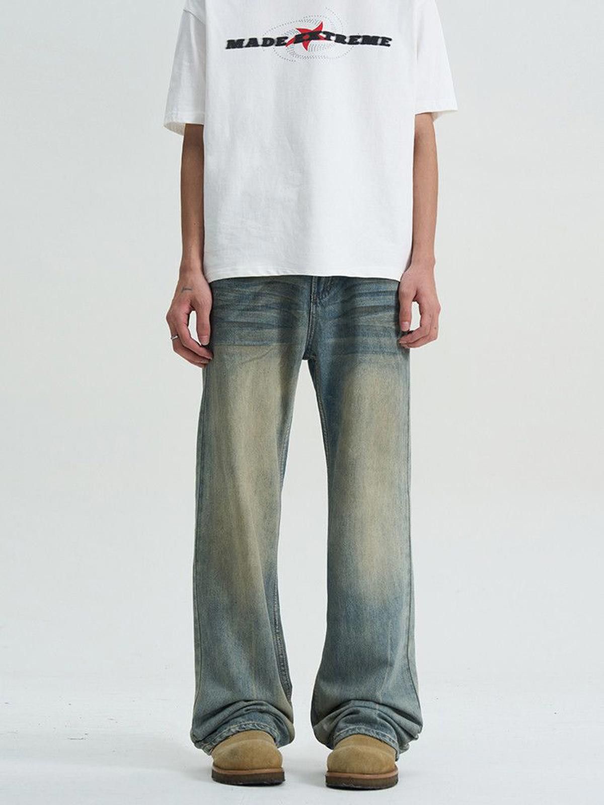 Japanese Brand Blue Washed Wide Leg Denim Jeans Size US 30 / EU 46 - 1 Thumbnail
