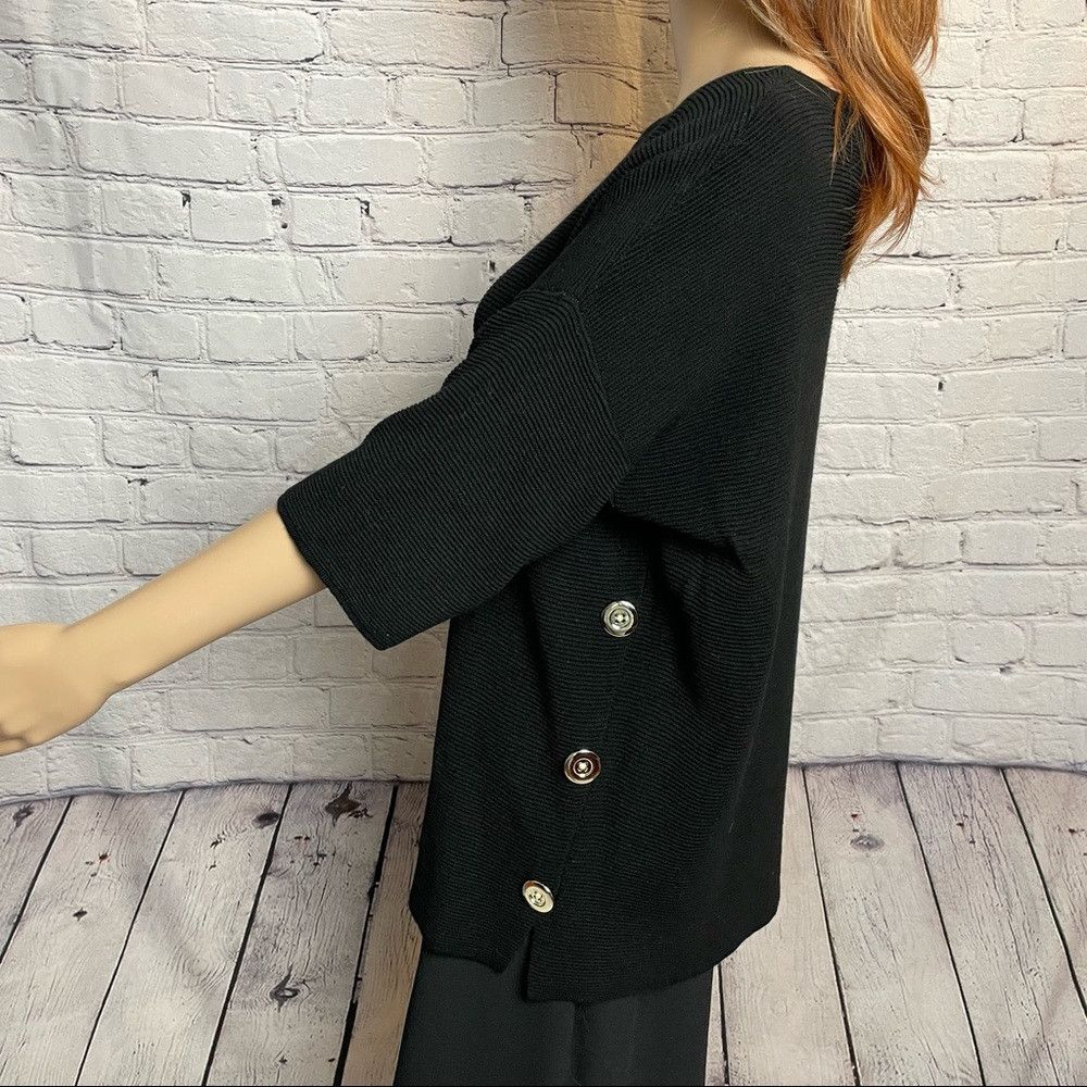 Chicos Chico's Side-Button Nicolette Pullover Black Knit Size 2 US Size L / US 10 / IT 46 - 9 Thumbnail
