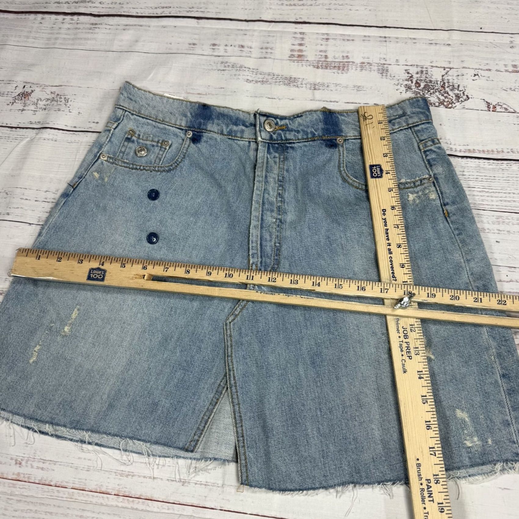 Zara Zara Blue Mini Skirt Denim Asymmetric Raw Hem S NWT Women Skirt - Cotton Distressed 90s? Size 28" / US 6 / IT 42 - 3 Thumbnail