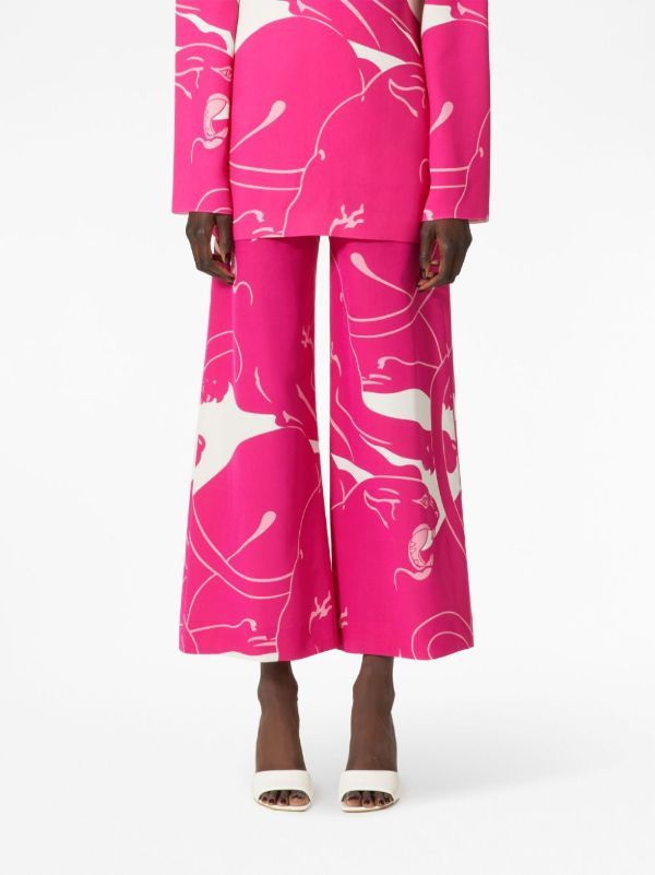 Valentino o1s22i1n0924 Cady Panther Cropped Pants in Pink Size 30" / US 8 / IT 44 - 3 Thumbnail