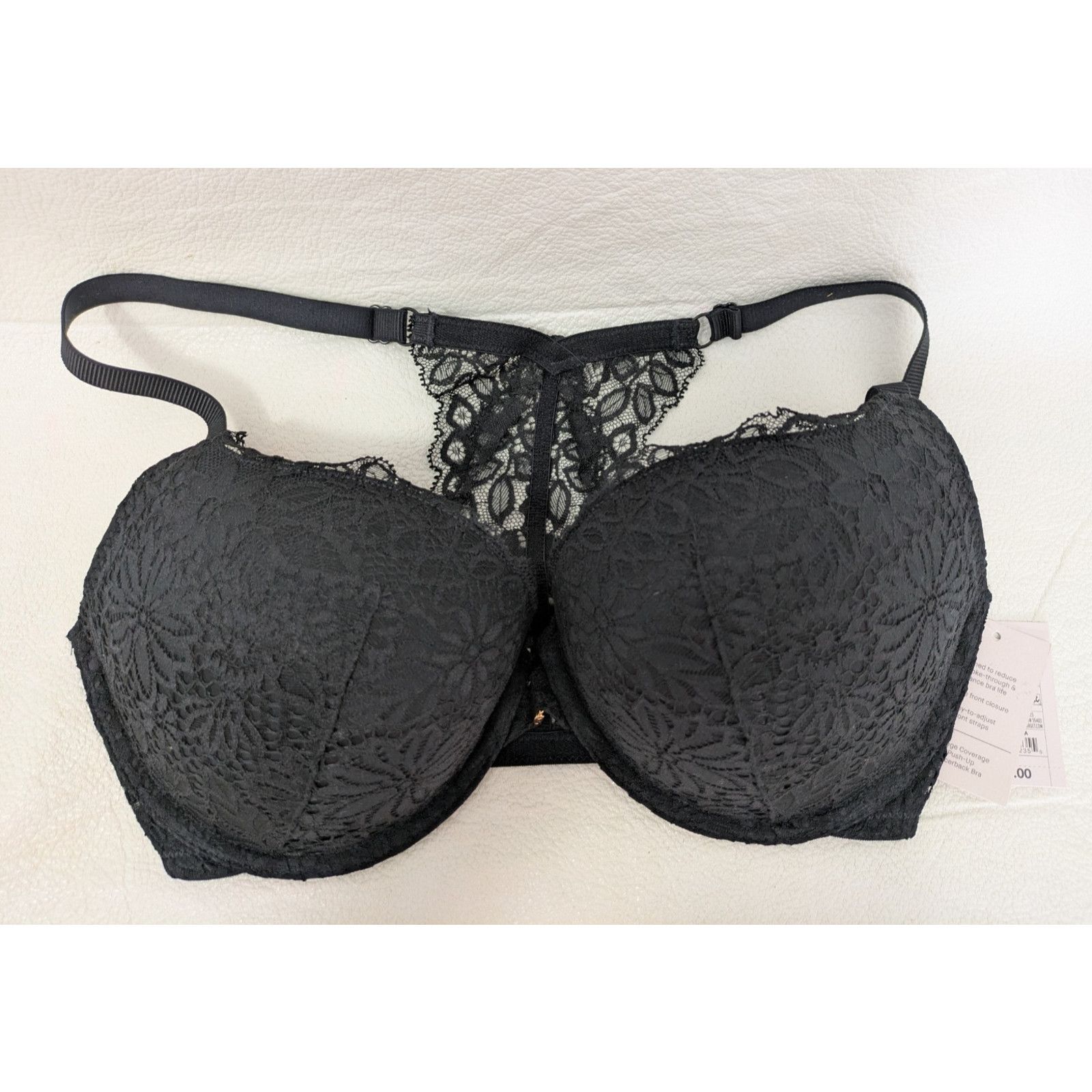 Target Basics Women's Racerback Lace Push-Up Bra Black 34DD Underwire Size ONE SIZE - 3 Thumbnail