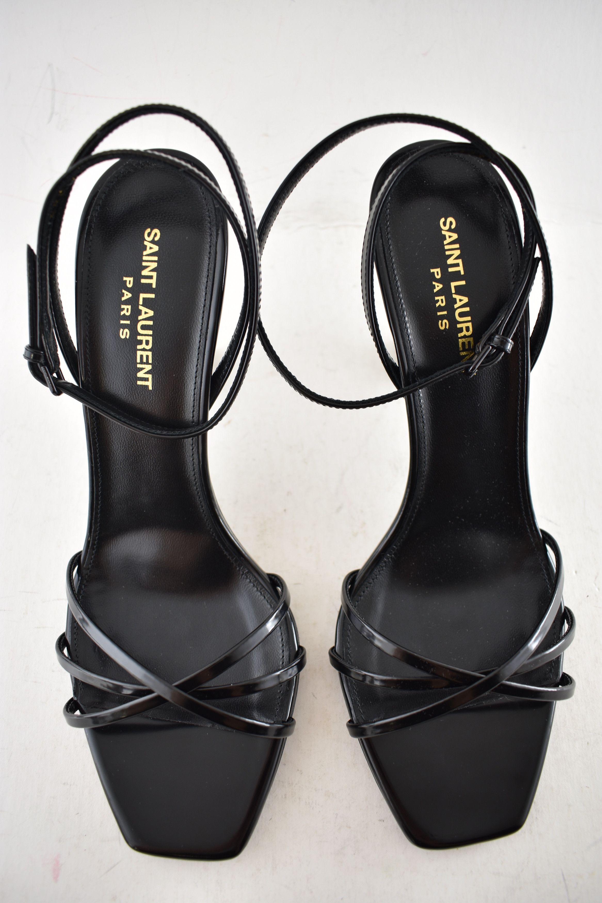 Saint Laurent Paris Opyum 85 YSL Logo Heel Pump Ankle Strap Strappy Sandal 39.5 Size US 9.5 / IT 39.5 - 11 Thumbnail