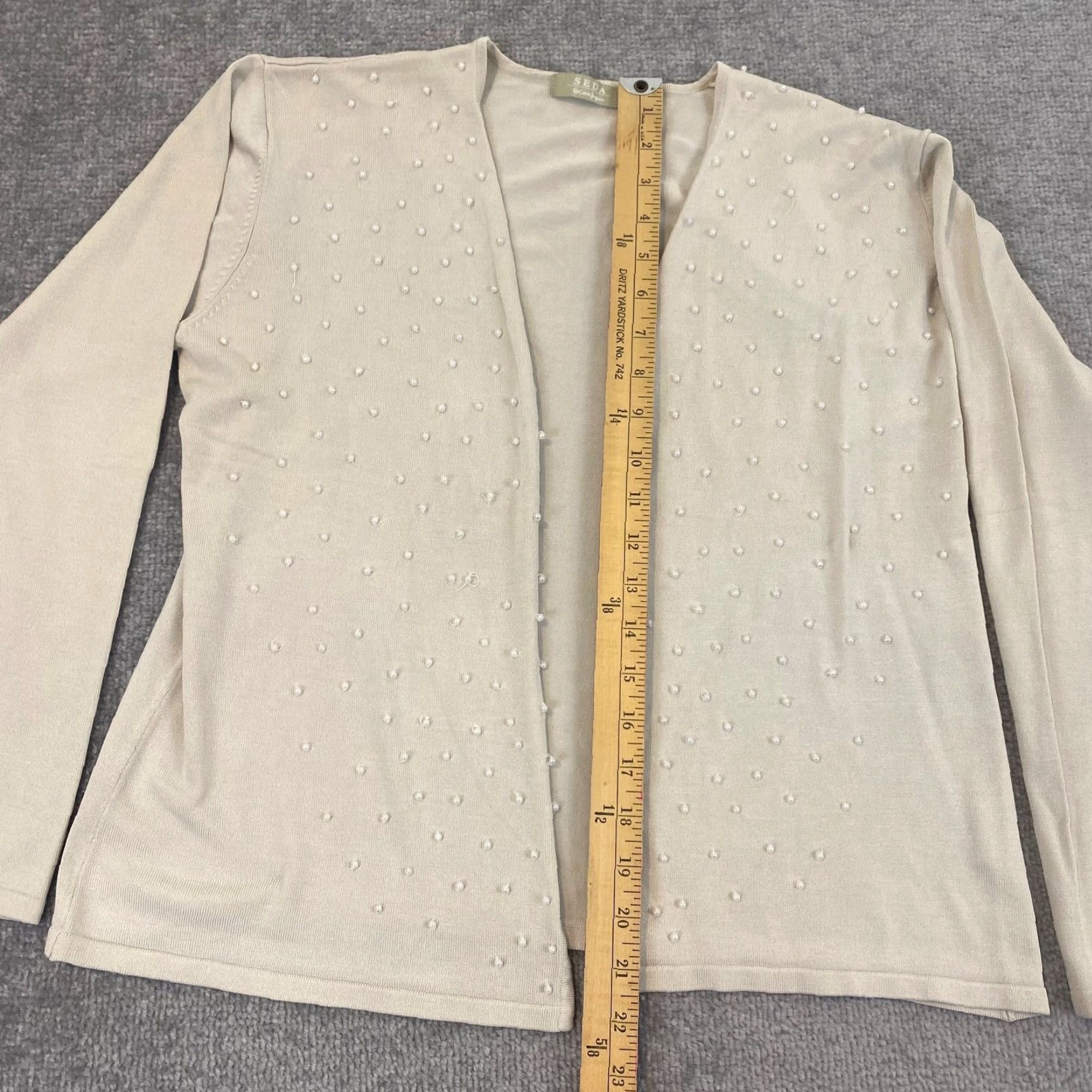 Vintage SEDA Sweater Womens 46 Ivory White Beaded Open Front Seda Silk 3/4 Sleeve Top Size S / US 4 / IT 40 - 5 Thumbnail