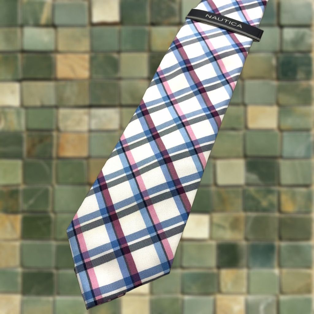 Nautica VINTAGE Nautica Tie Geometric 3-in/56-in Men’s Polyester Neck Tie Blue 100% Polyester Classic Length 57"-60" Adjustable Mens Size ONE SIZE - 1 Thumbnail