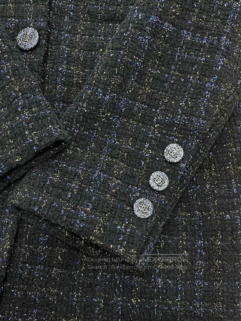 Chanel Chanel Black and blue fine glitter tweed jacket Size XXS / US 00 / IT 34 - 2 Thumbnail