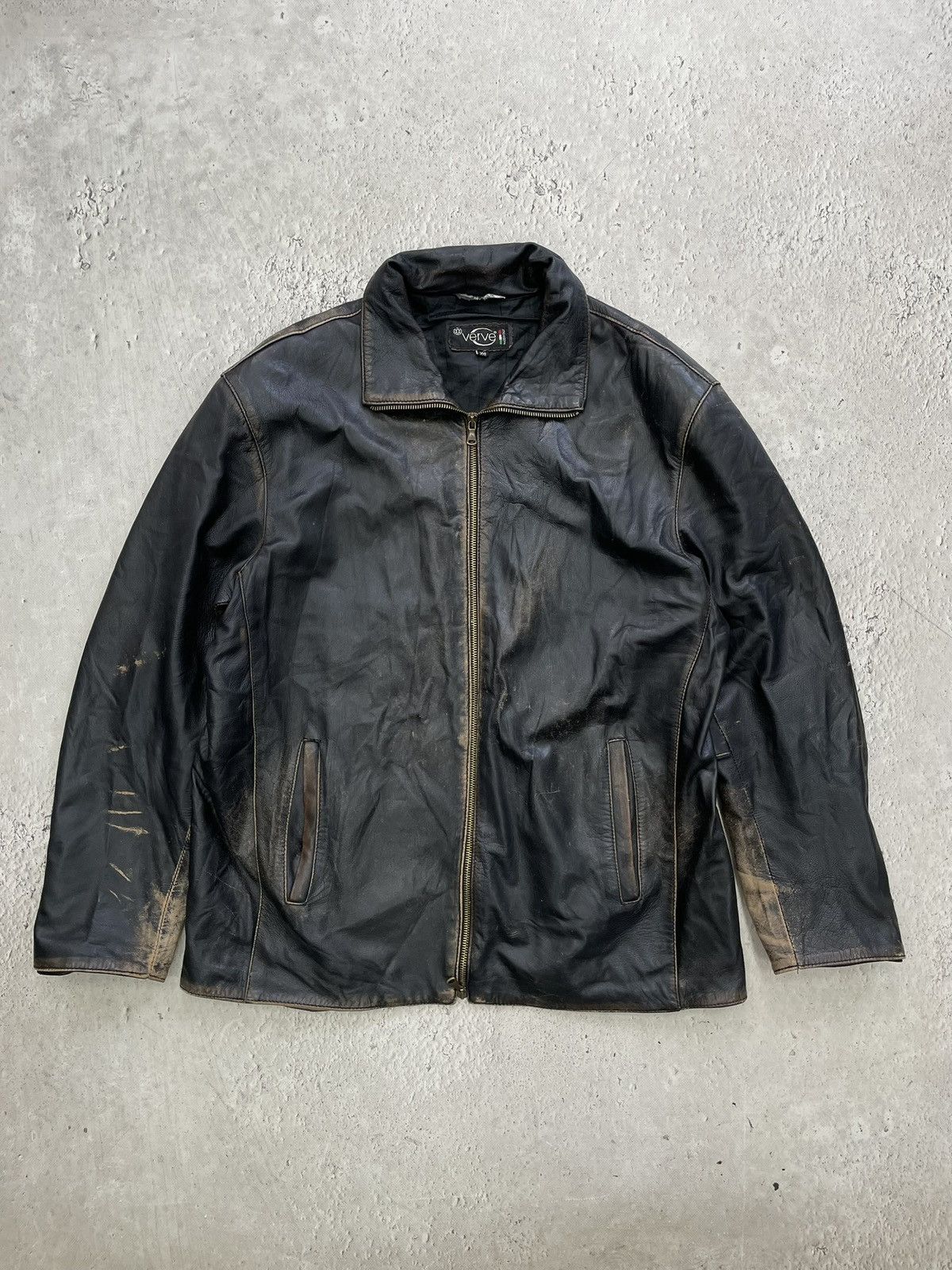 Vera Pelle Hype schott style faded distressed leather jacket 90s Size US XL / EU 56 / 4 - 2 Thumbnail