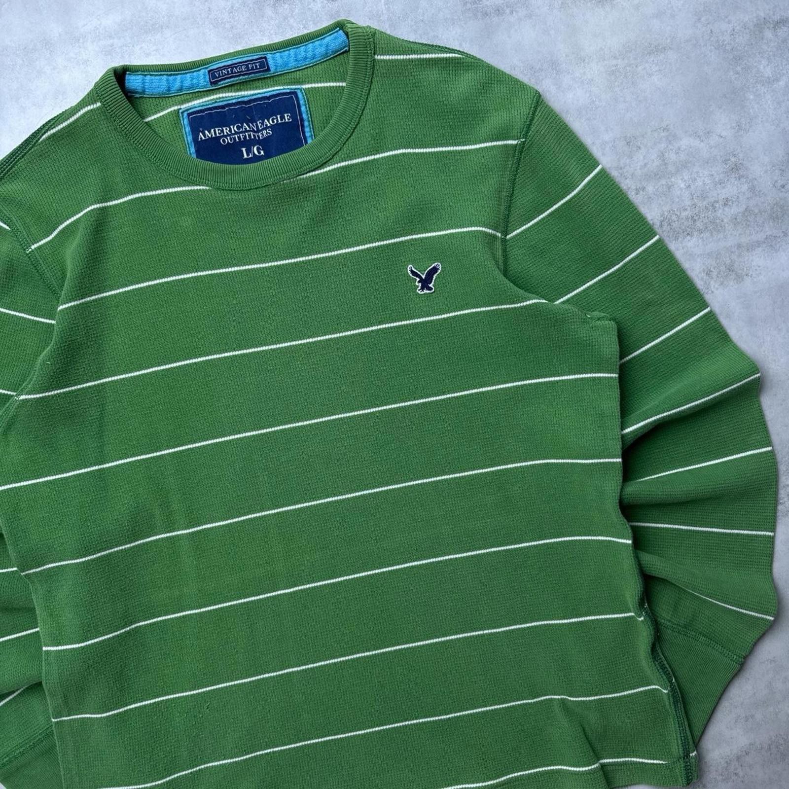 American Eagle Outfitters Y2K American Eagle 00s Green Thermal Long sleeve shirt Size US L / EU 52-54 / 3 - 4 Thumbnail