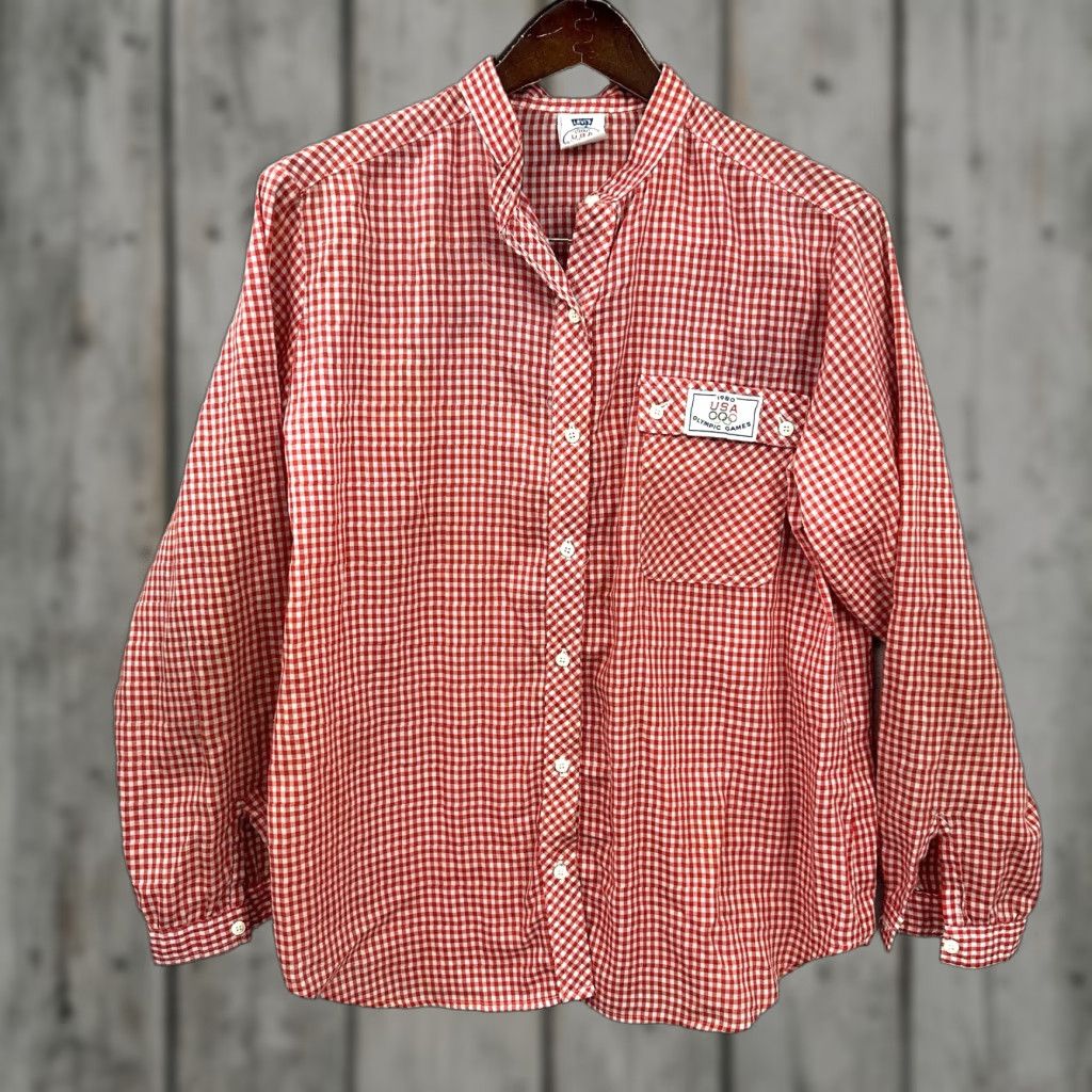 Levi's VINTAGE Levi’s Shirt Womens L Big E 1980 USA Olympics Gingham Western Red M/L Size M / US 6-8 / IT 42-44 - 1 Thumbnail