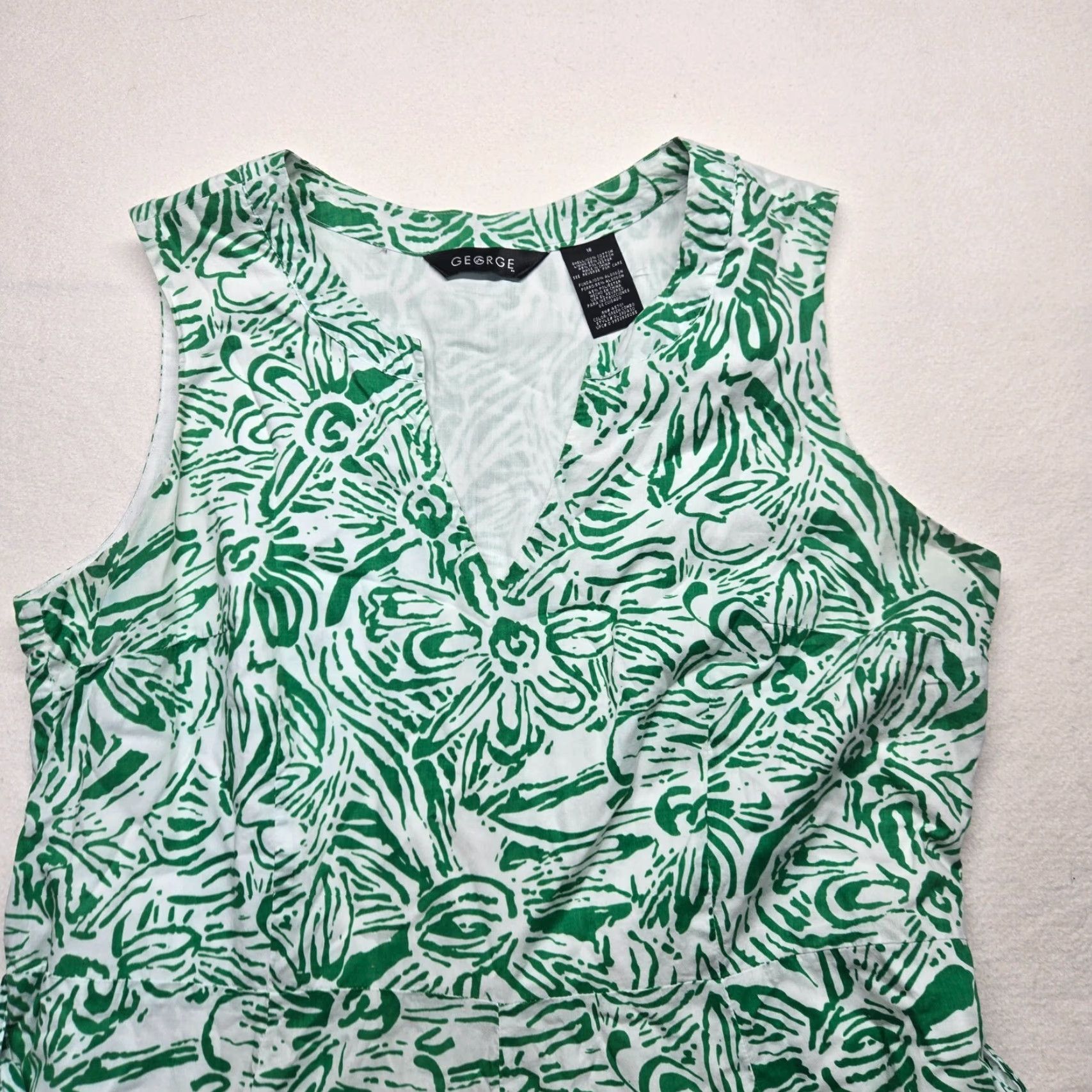 George George Slip Dress Green Tropical Print Knit Strappy Adult Womens Size 16 Size XXL / US 16-18 / IT 52-54 - 2 Thumbnail