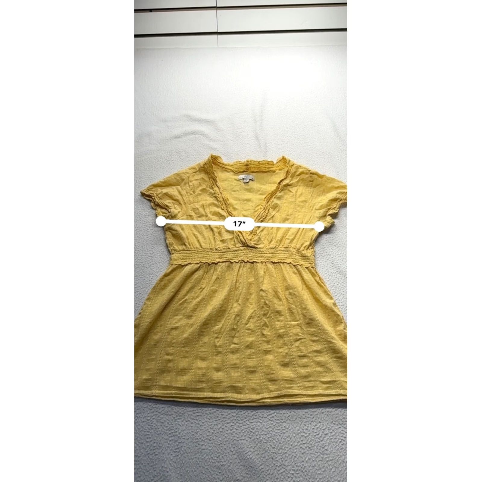 Vintage SO Wear It Declare It Yellow Short Sleeve V-Neck Top Womens M 100% Cotton Blouse Size M / US 6-8 / IT 42-44 - 7 Thumbnail