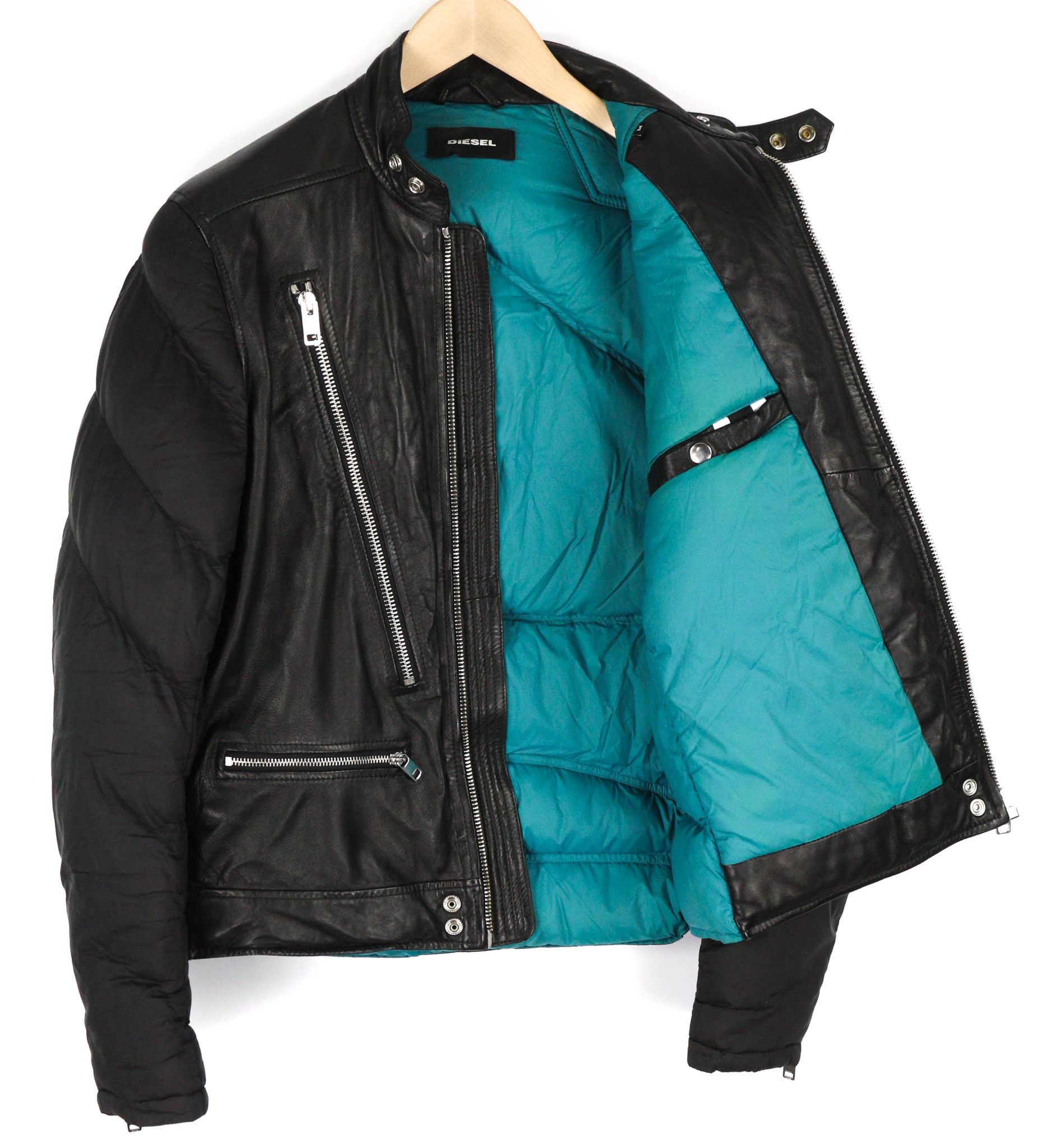 Diesel L-WINTER M Black Lambskin Leather Padded Jacket 81725 Size US M / EU 48-50 / 2 - 4 Thumbnail