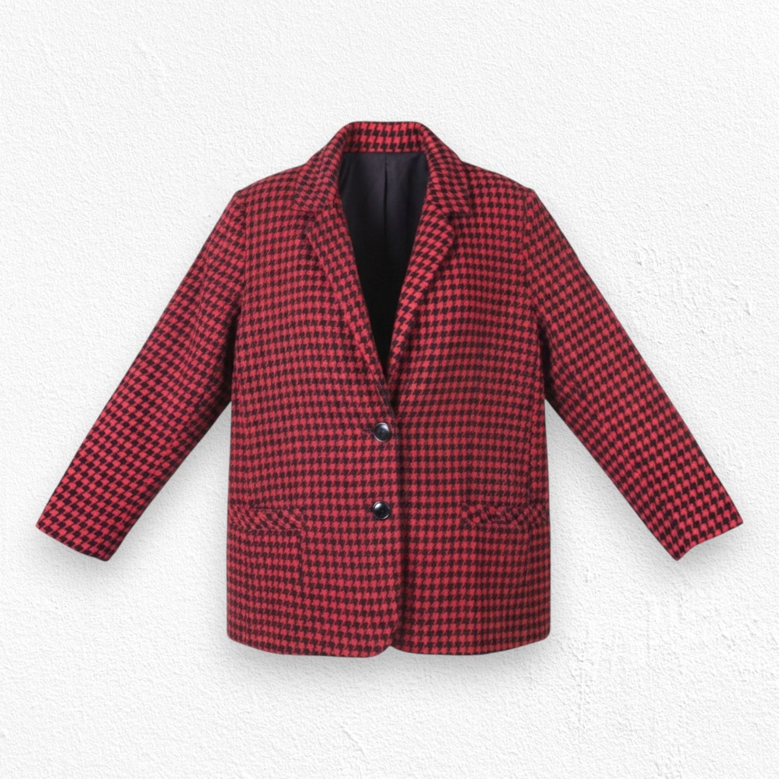 Vintage 80s Red Houndstooth Union Made Blazer Size Large Size XL / US 12-14 / IT 48-50 - 1 Thumbnail