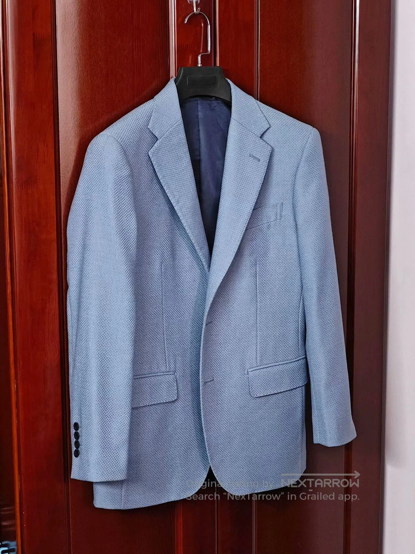 Custom Blue Wool Silk Suit.
