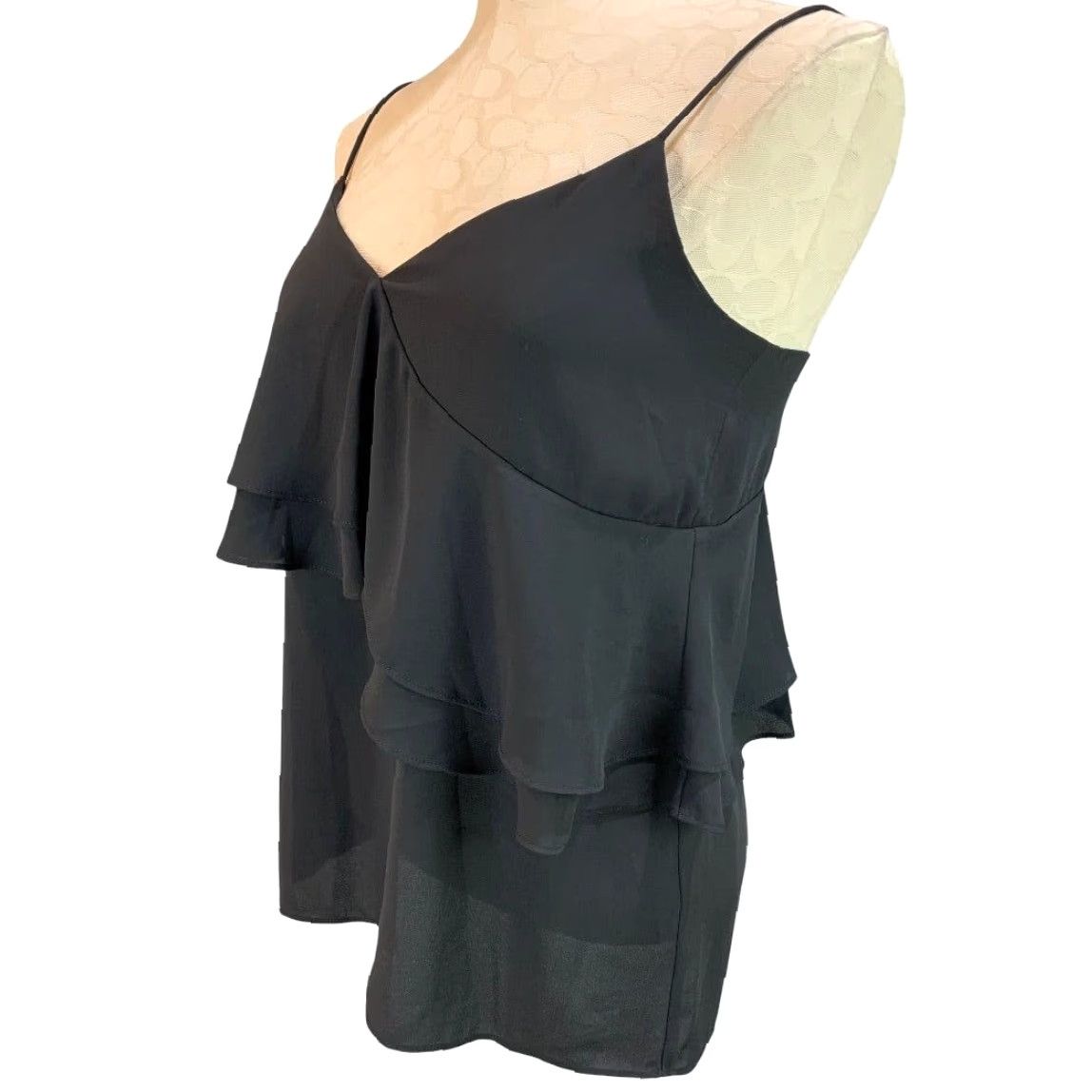 J.Crew J.Crew Blouse Tall Women's 4T Black Spaghetti Strap Ruffle Bodice Size S / US 4 / IT 40 - 3 Thumbnail