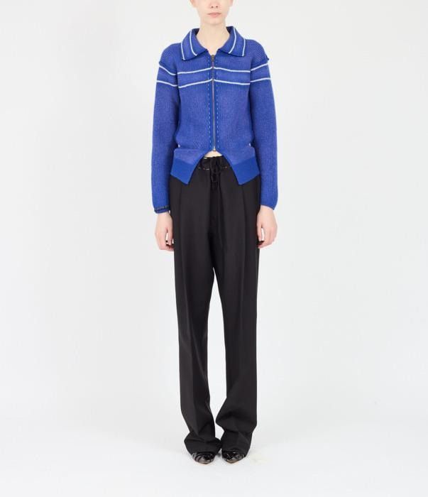 Maison Margiela o1bcso1str0526 Sunbleached Wool Cardigan in Blue Size S / US 4 / IT 40 - 8 Thumbnail