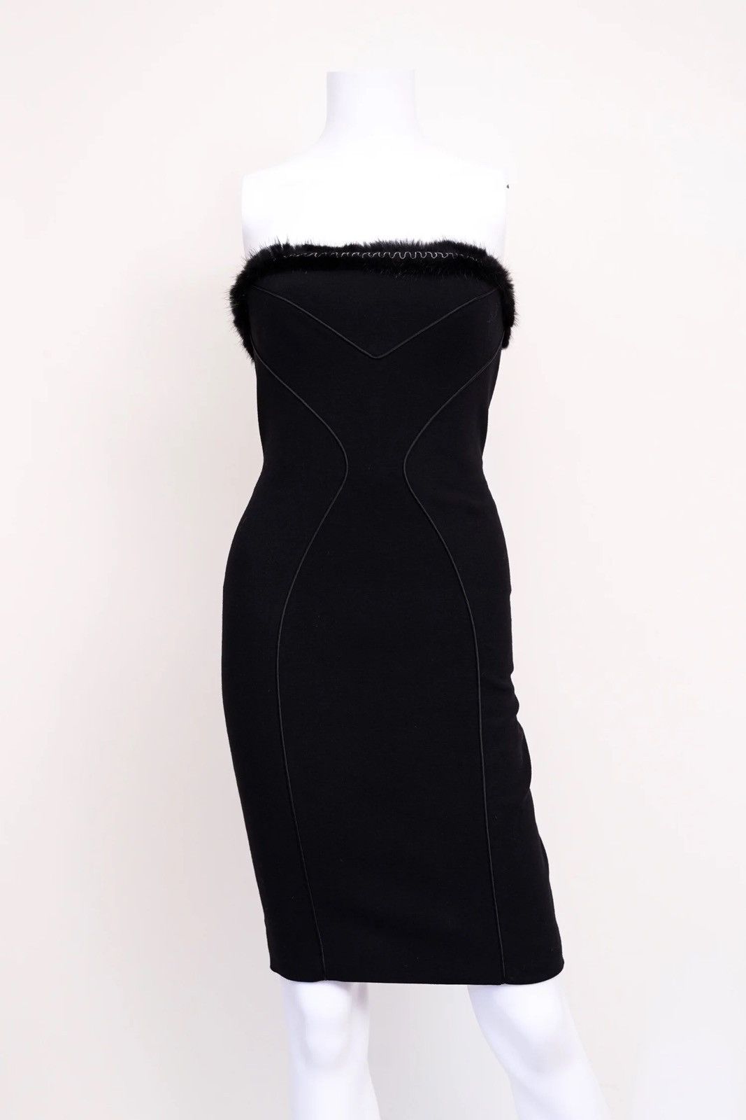 Versace Versace Black Fur Tube Dress Size M / US 6-8 / IT 42-44 - 2 Thumbnail