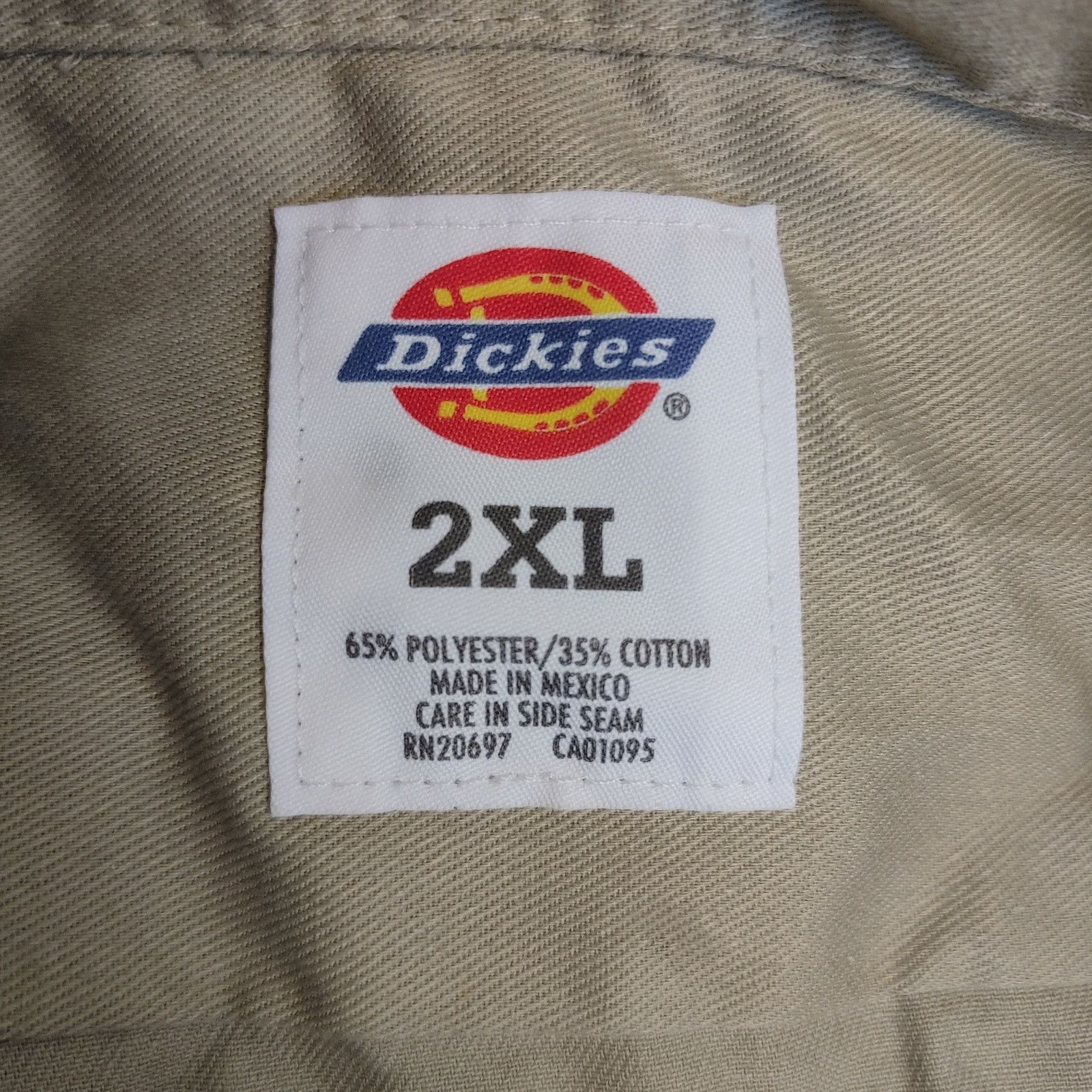 Dickies Dickies Mens 2X Beige Long Sleeve Button Down Collared Shirt Size US XXL / EU 58 / 5 - 3 Thumbnail