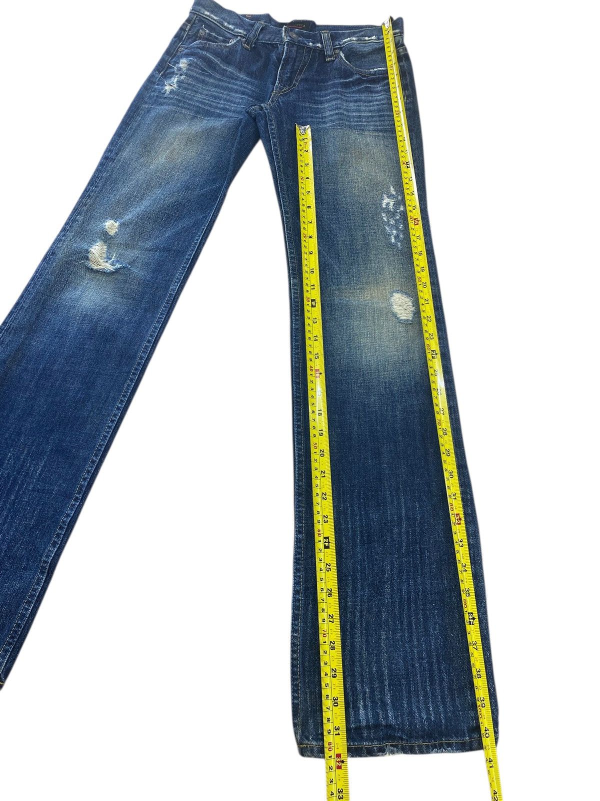Camel Sweet Camel Blue Wash Distressed Style Straight Leg Jeans Size US 28 / EU 44 - 8 Thumbnail