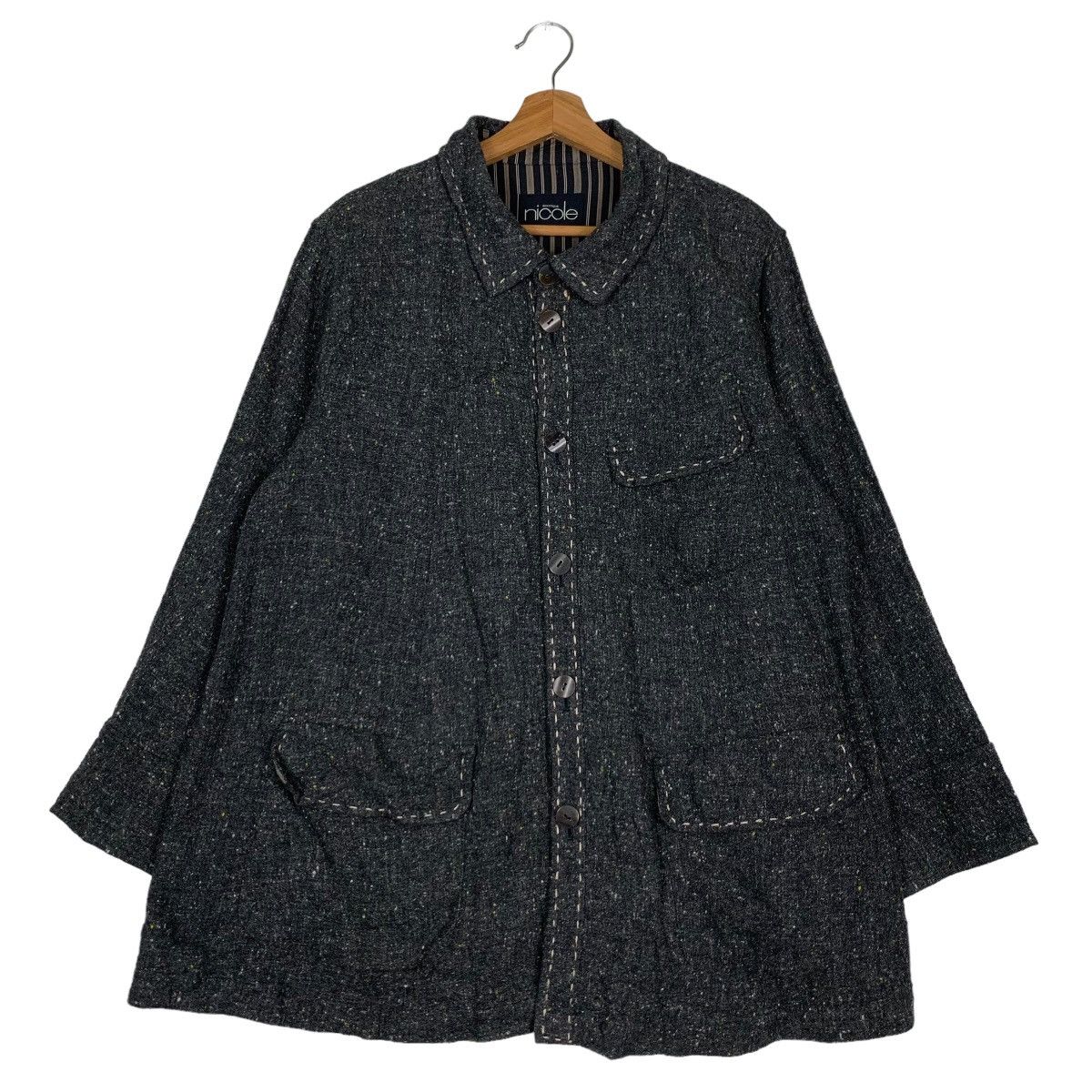 Japanese Brand NICOLE BOUTIQUE Wool Button Jacket #0015-C1 Size US L / EU 52-54 / 3 - 1 Thumbnail