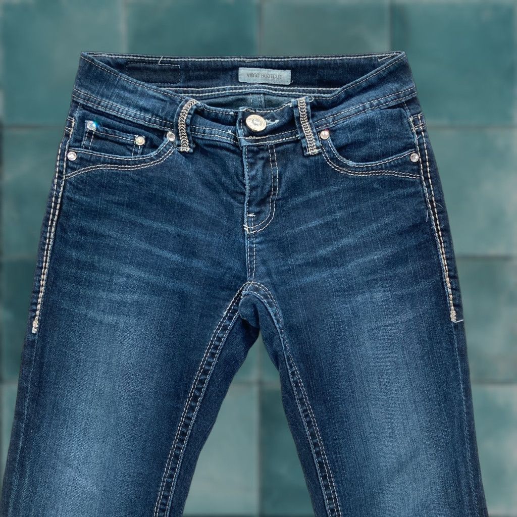 Vintage Daytrip Virgo Bootcut Jeans Women's 25 Dark Blue Stretch Denim Western READ FLAW Size 42" / US 20 - 1 Thumbnail