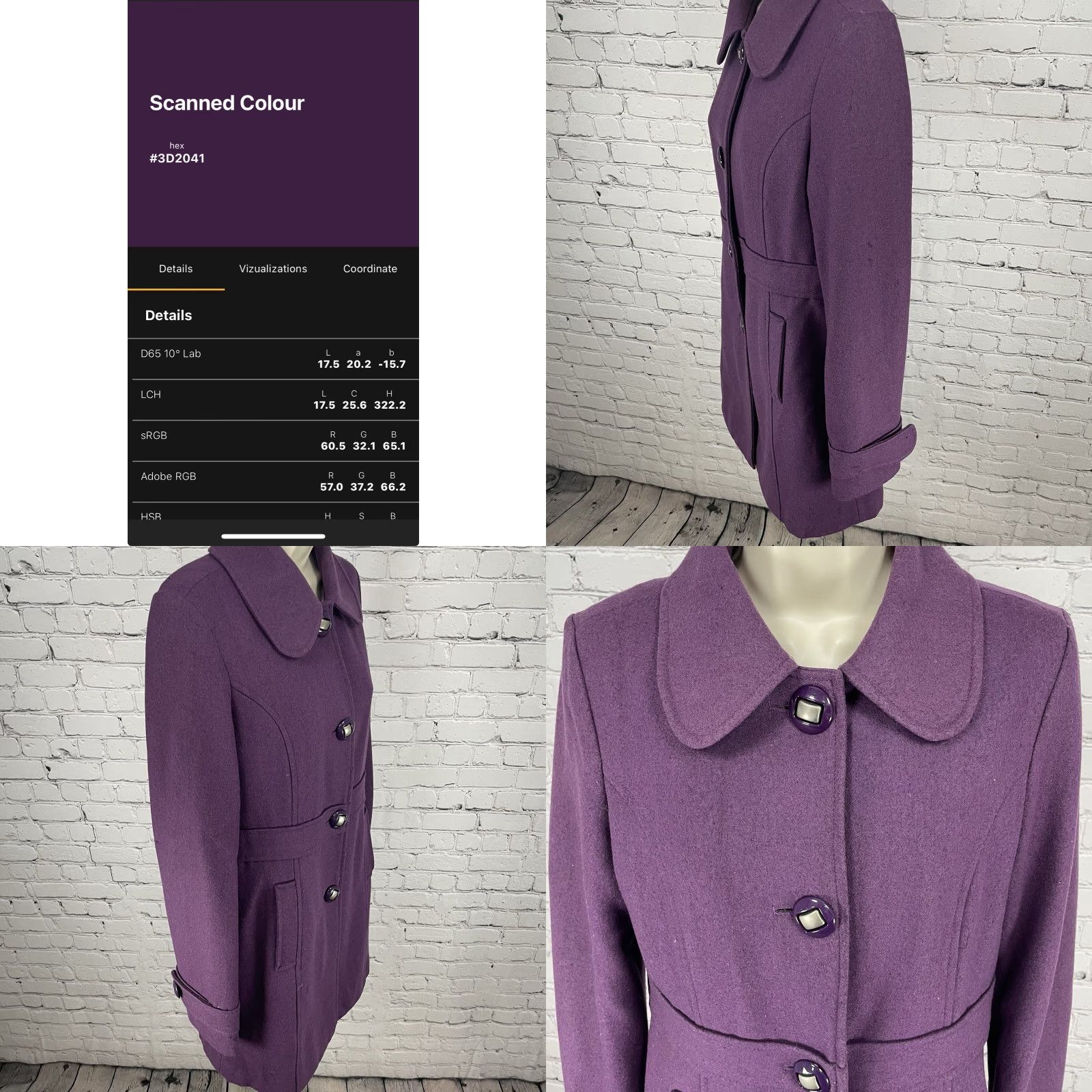 Vintage VINTAGE Tulle Anthropologie Purple Wool Blend Collared Lined Overcoat Medium M Women Coat Size M / US 6-8 / IT 42-44 - 9 Thumbnail