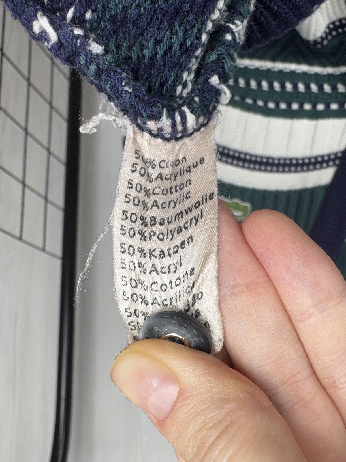 Lacoste Lacoste vintage 90s green striped cotton blend cardigan Size US L / EU 52-54 / 3 - 12 Thumbnail