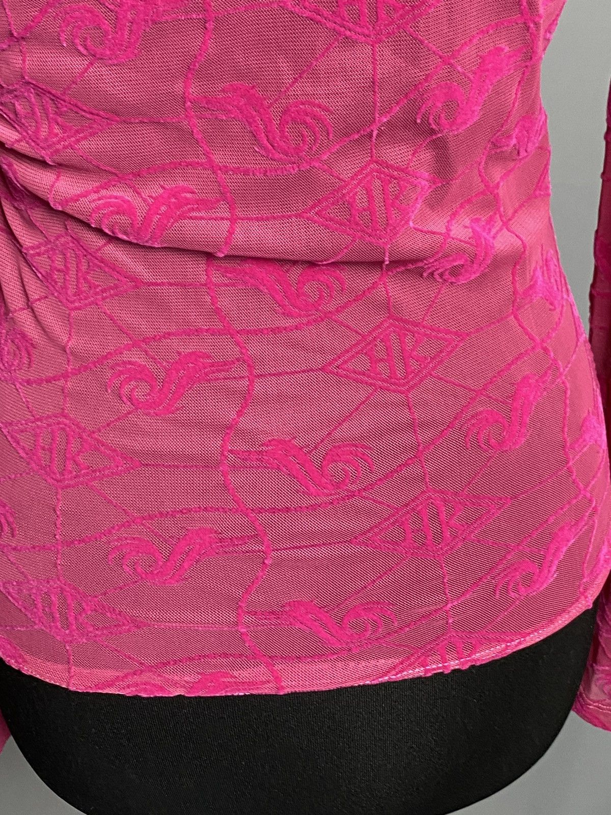 Han Kjobenhavn Han Kjobenhavn Pink Sheer Mesh Monogram Long Sleeve Top 36 Size XS / US 0-2 / IT 36-38 - 16 Thumbnail