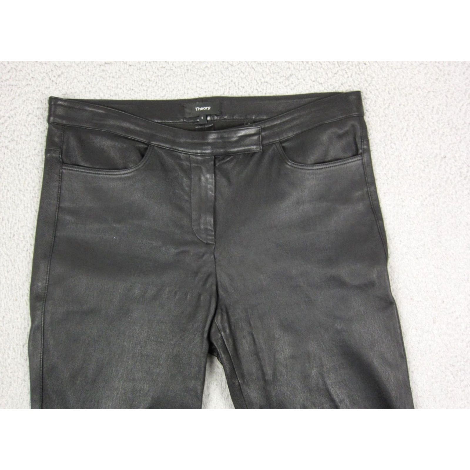 Theory Theory Pants Womens Size 4 Black Leather Cropped Flared Cropped 90s Style Pants Womens Size 27" / US 4 / IT 40 - 2 Thumbnail