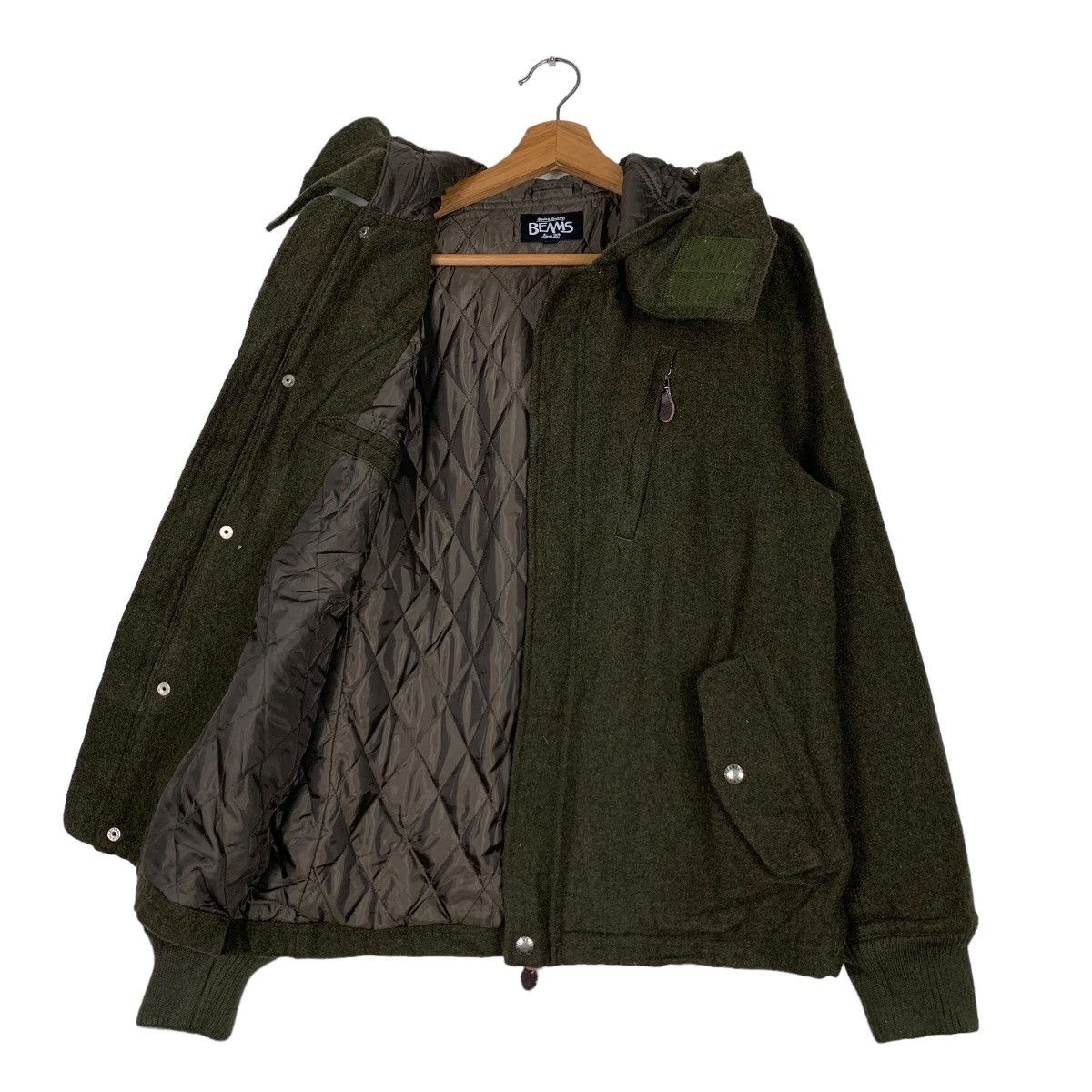 Beams Plus BEAMS Wool Olive Green Hoodie Jacket #0062-C4 Size US L / EU 52-54 / 3 - 11 Thumbnail
