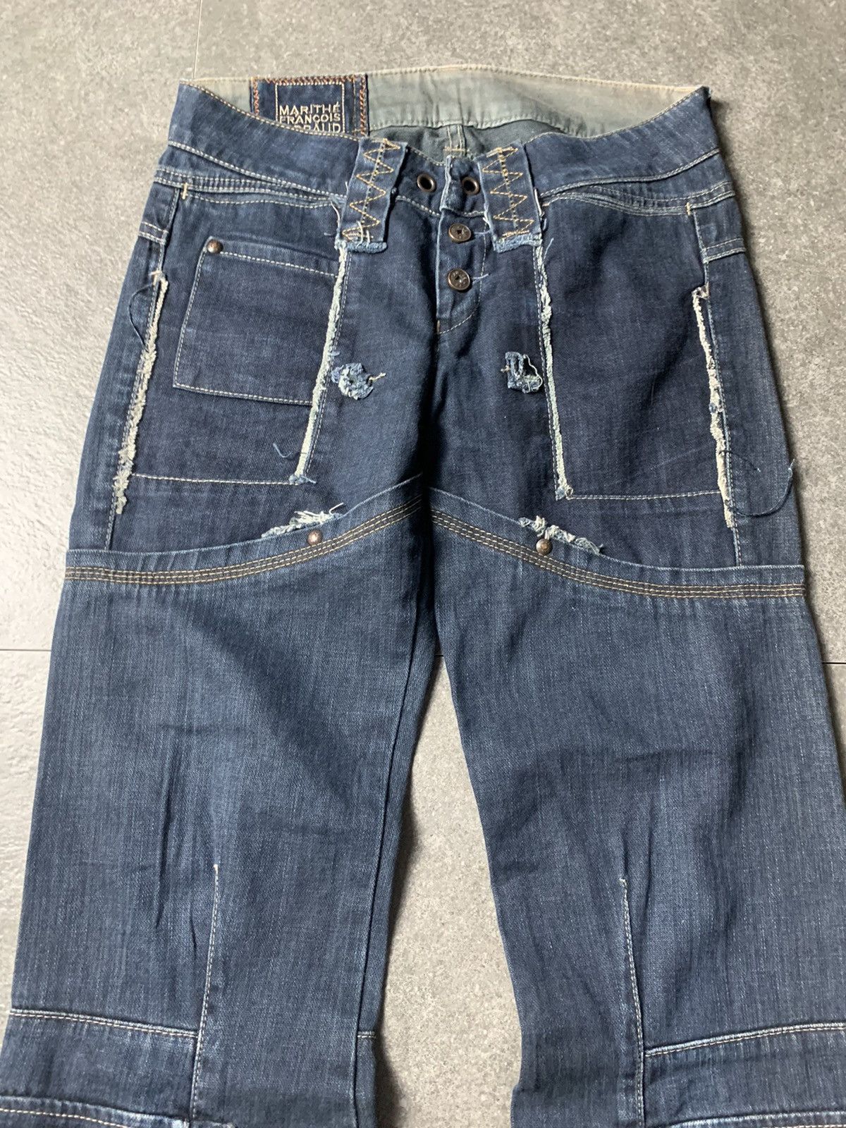 Marithe + Francois Girbaud 2000s Marithe Francois Girbaud Patchwork Flared Cargo Pants Size US 27 - 3 Thumbnail