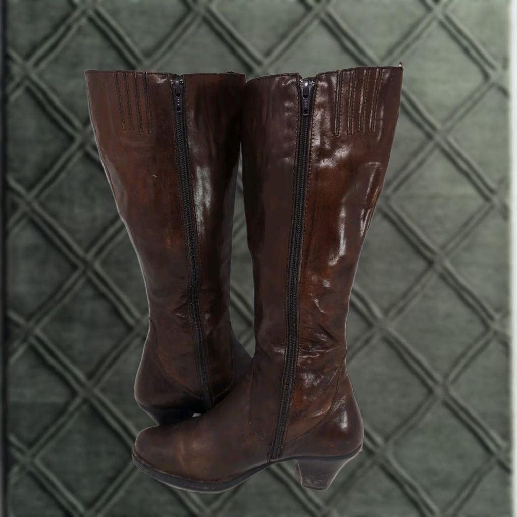 Born Børn Women 7.5 Brown Leather Knee High Riding Boots Side Zip Size US 8 / IT 38 - 1 Thumbnail