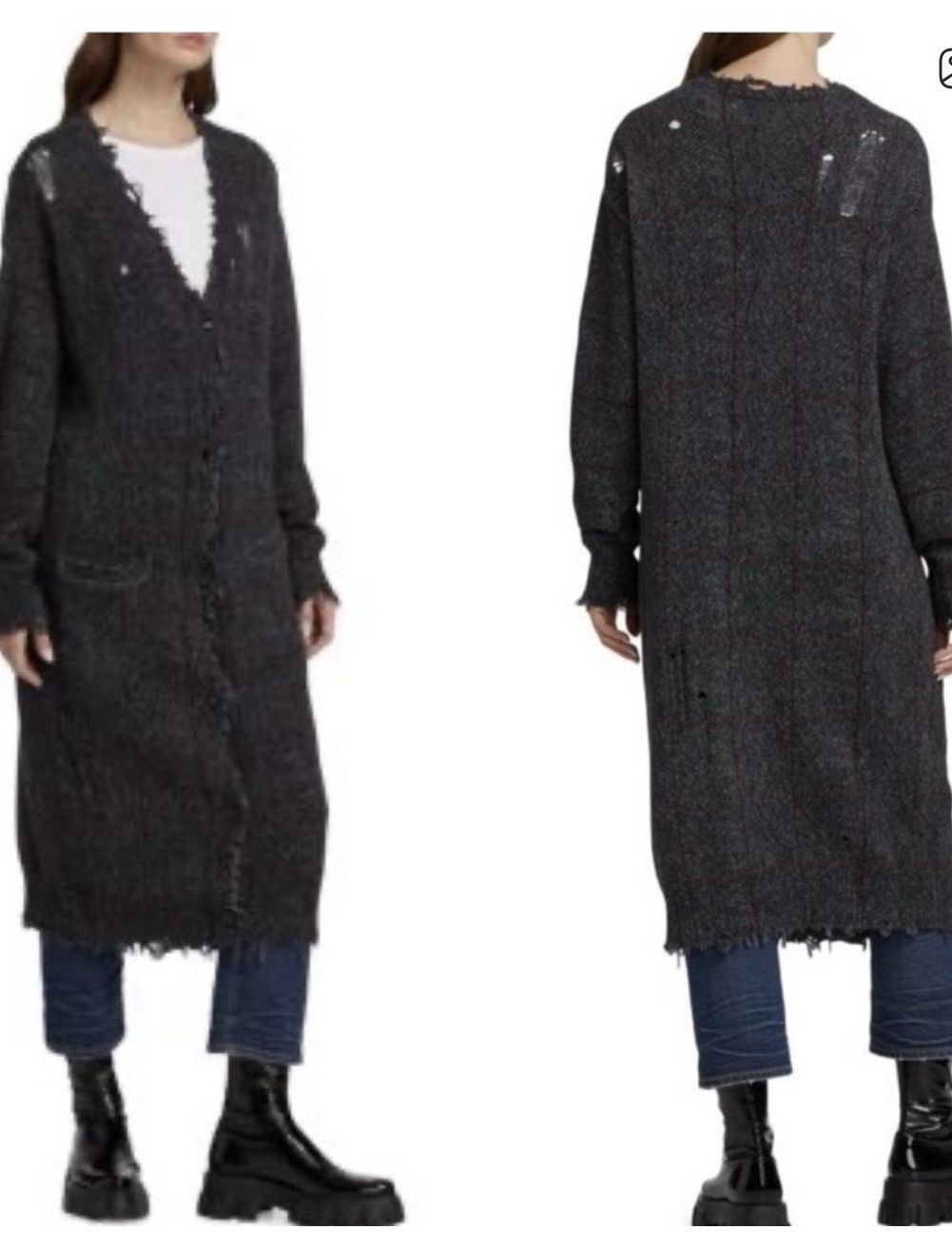 R13 ❤️R13 Distressed Gray Tweed Cardigan❤️ Size S / US 4 / IT 40 - 2 Thumbnail