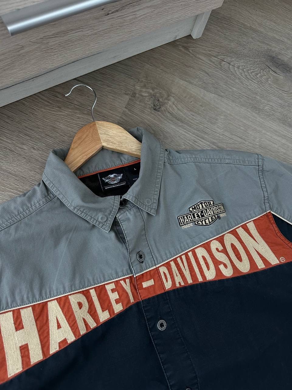Harley Davidson × Vintage Vintage Moto Harley Davidson Centr Logo Shirt Size US L / EU 52-54 / 3 - 6 Thumbnail